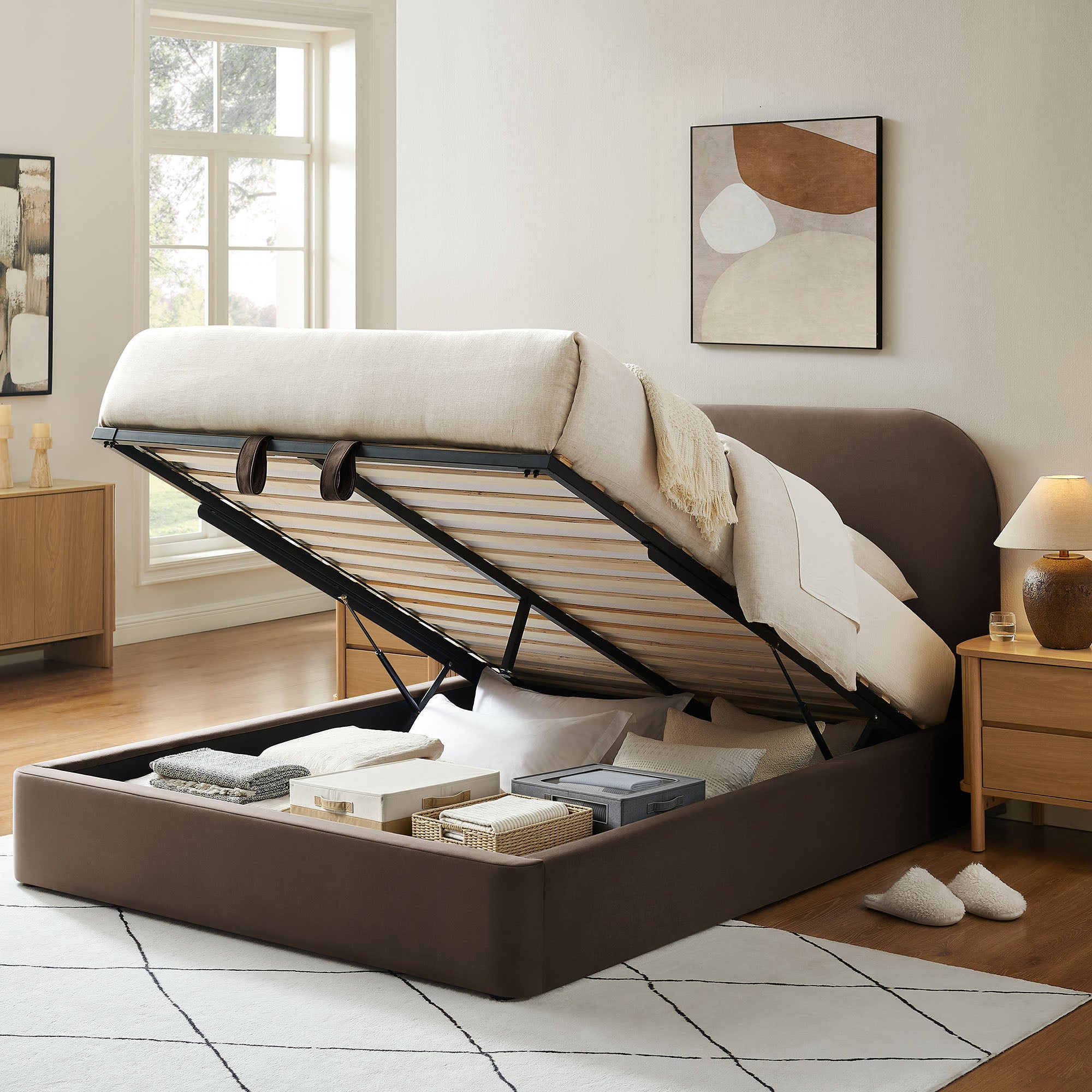Keynote Performance Velvet Storage Platform Bed Frame