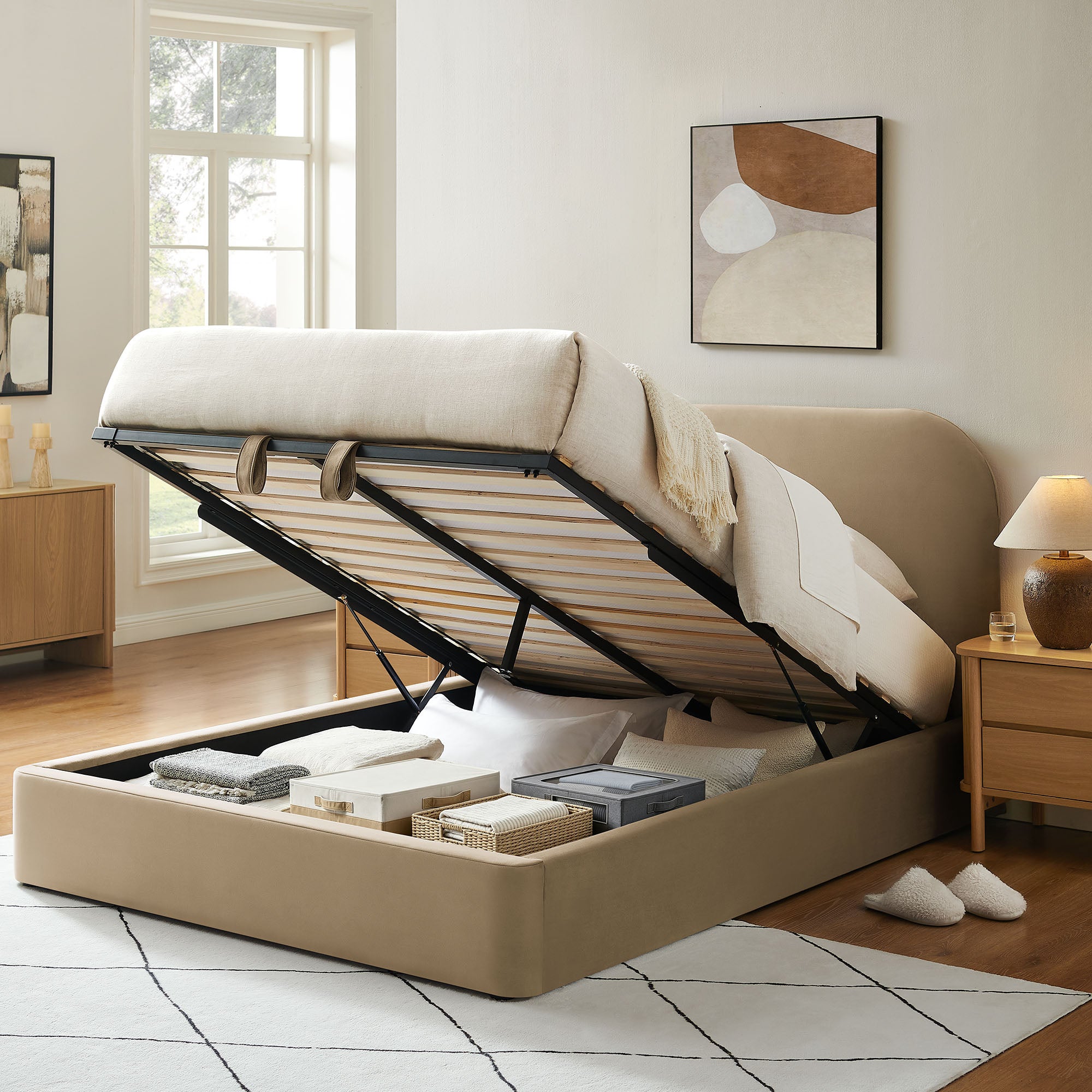Keynote Performance Velvet Storage Platform Bed Frame