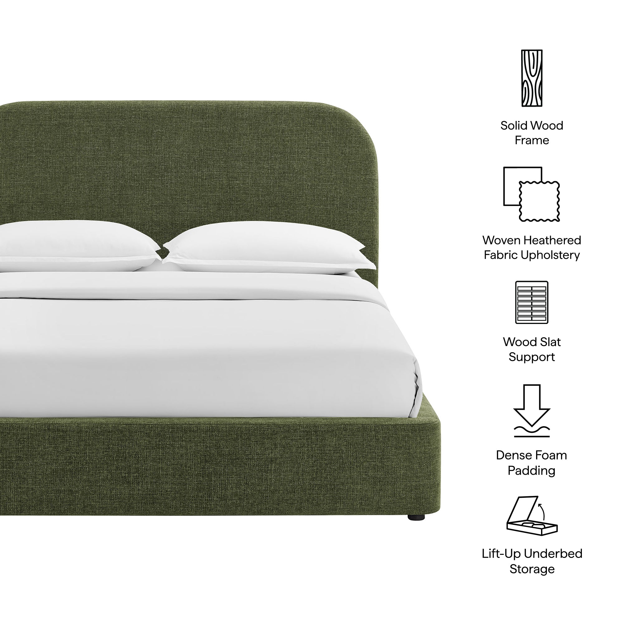 Keynote Fabric Upholstered Storage Platform Bed Frame