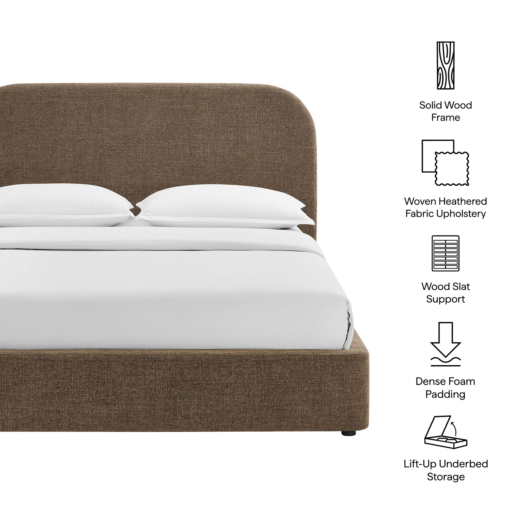 Keynote Fabric Upholstered Storage Platform Bed Frame