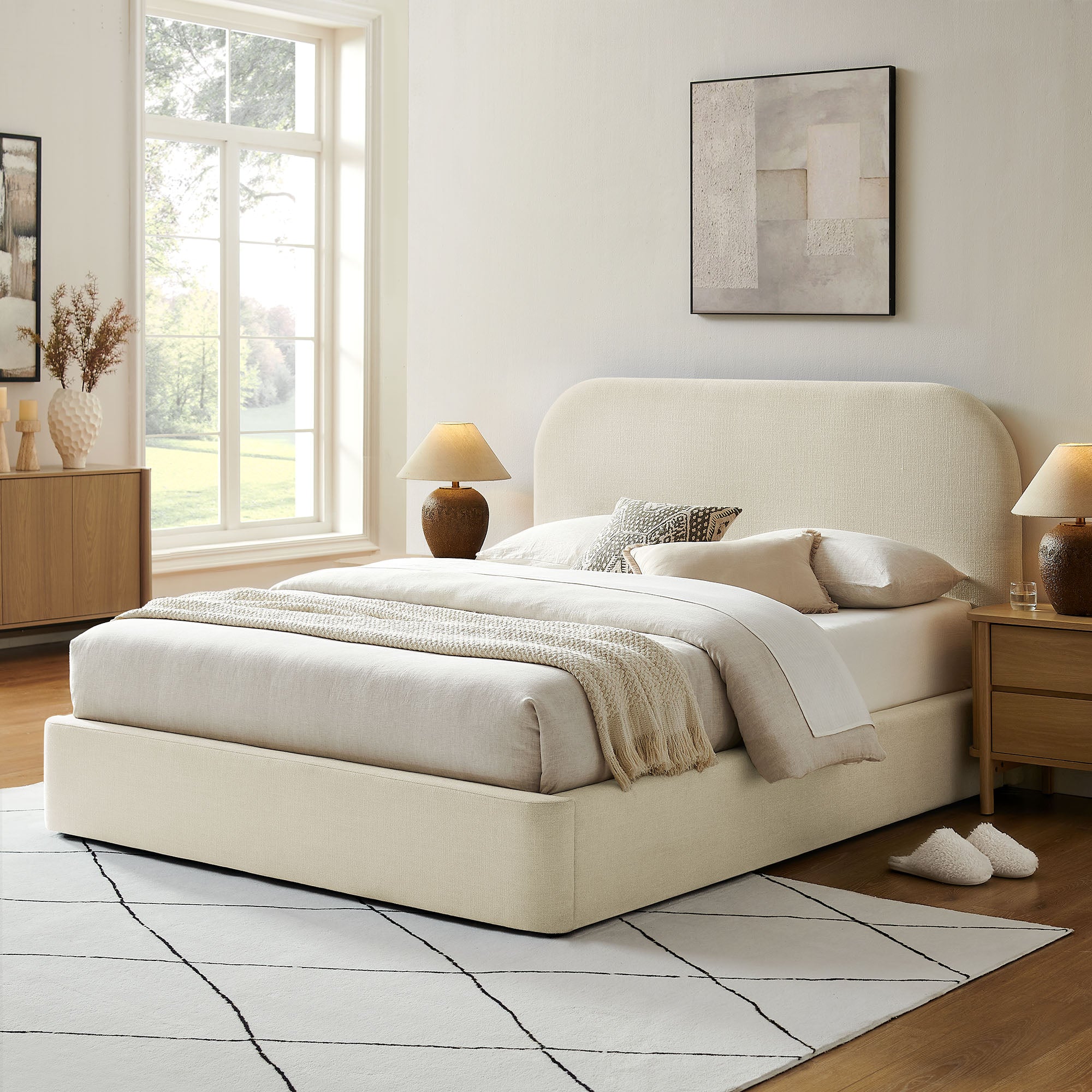 Keynote Fabric Upholstered Storage Platform Bed Frame