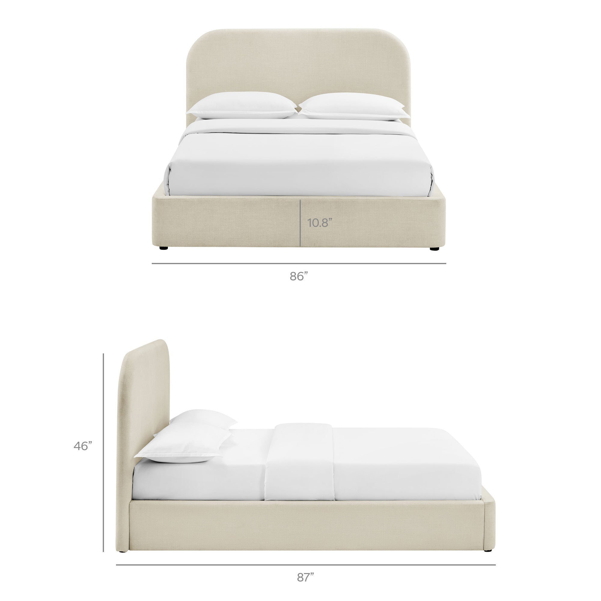 Keynote Fabric Upholstered Storage Platform Bed Frame
