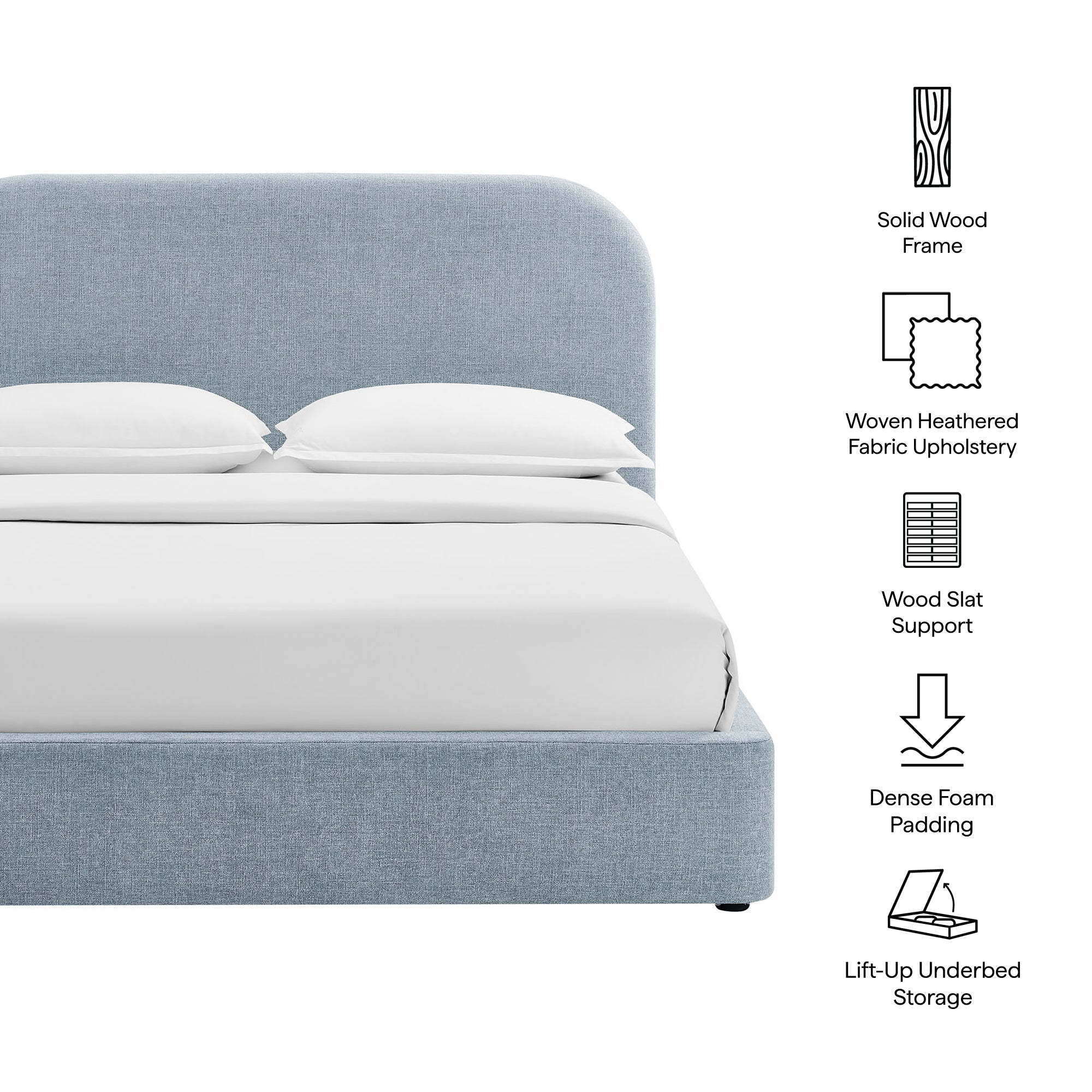 Keynote Fabric Upholstered Storage Platform Bed Frame