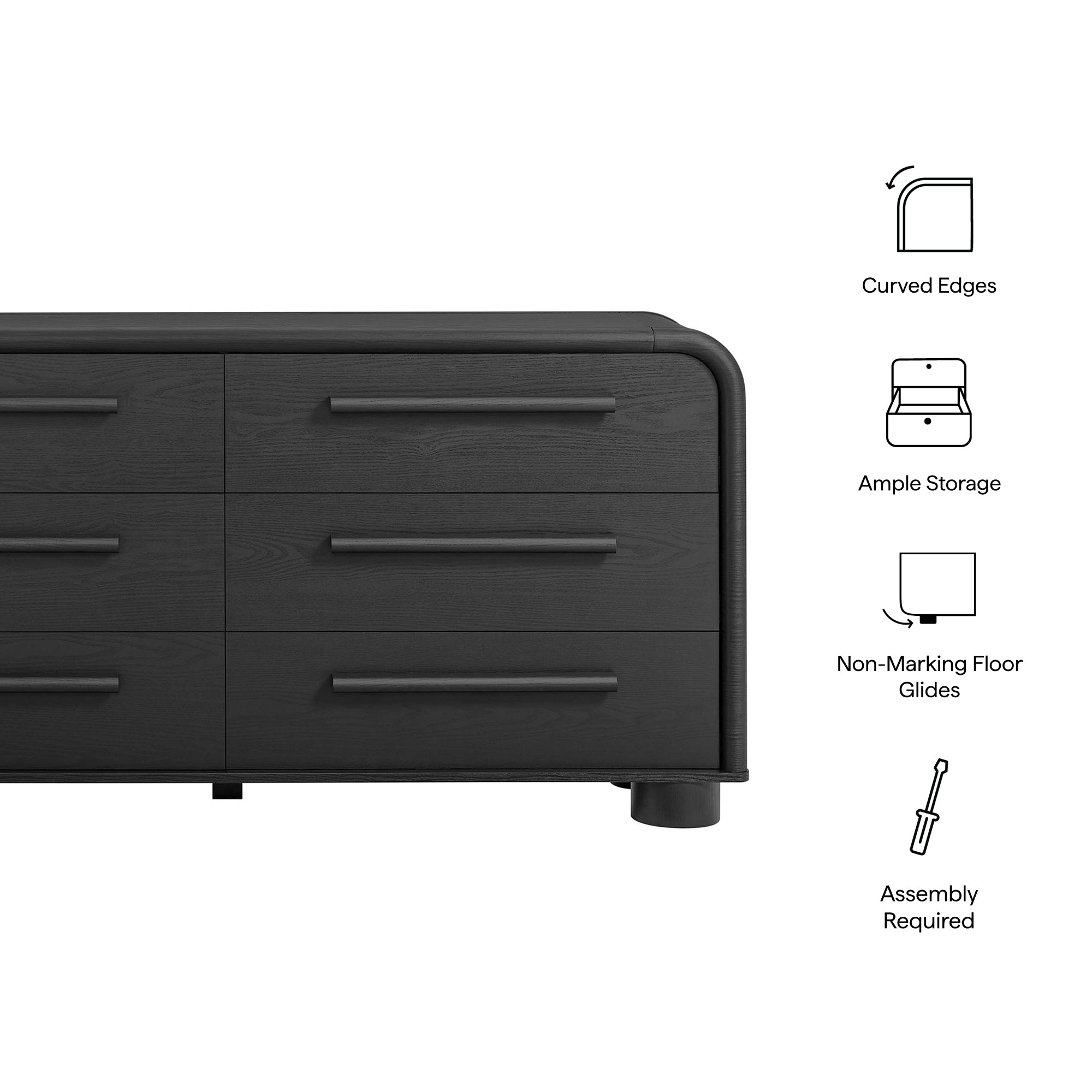 Bellamy Curved 6-Drawer Dresser
