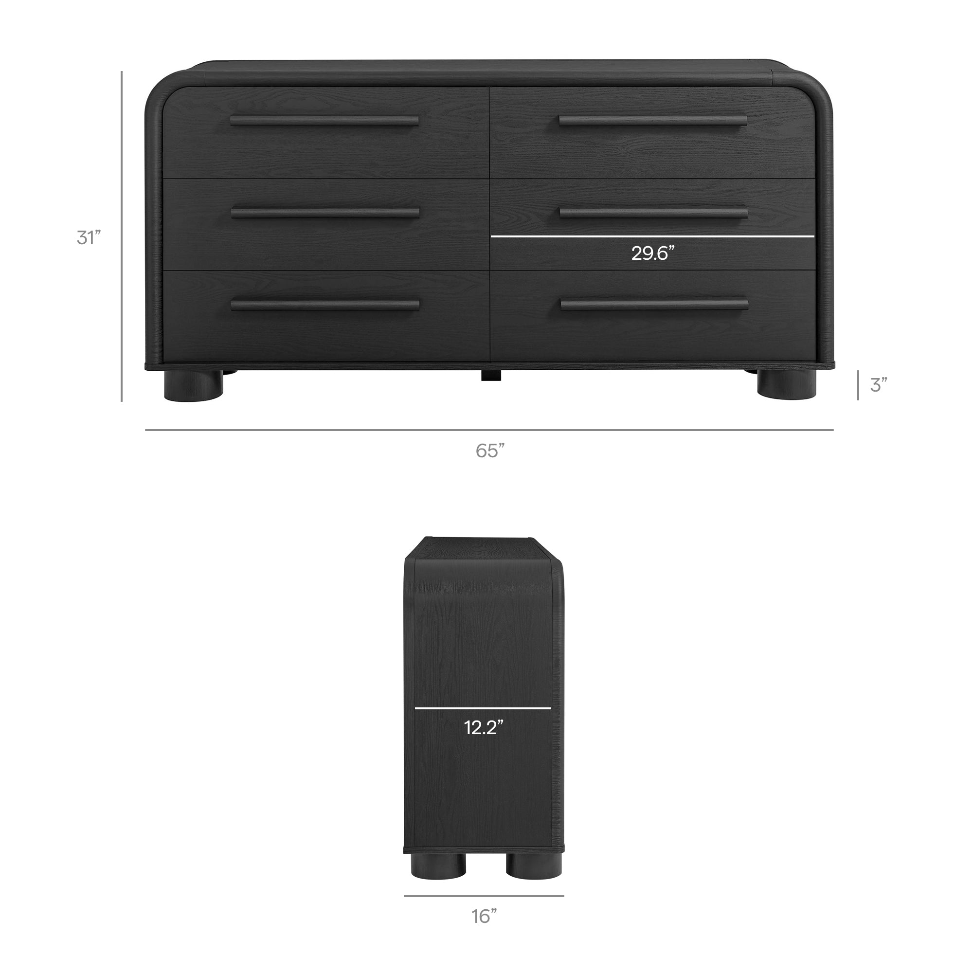 Bellamy Curved 6-Drawer Dresser