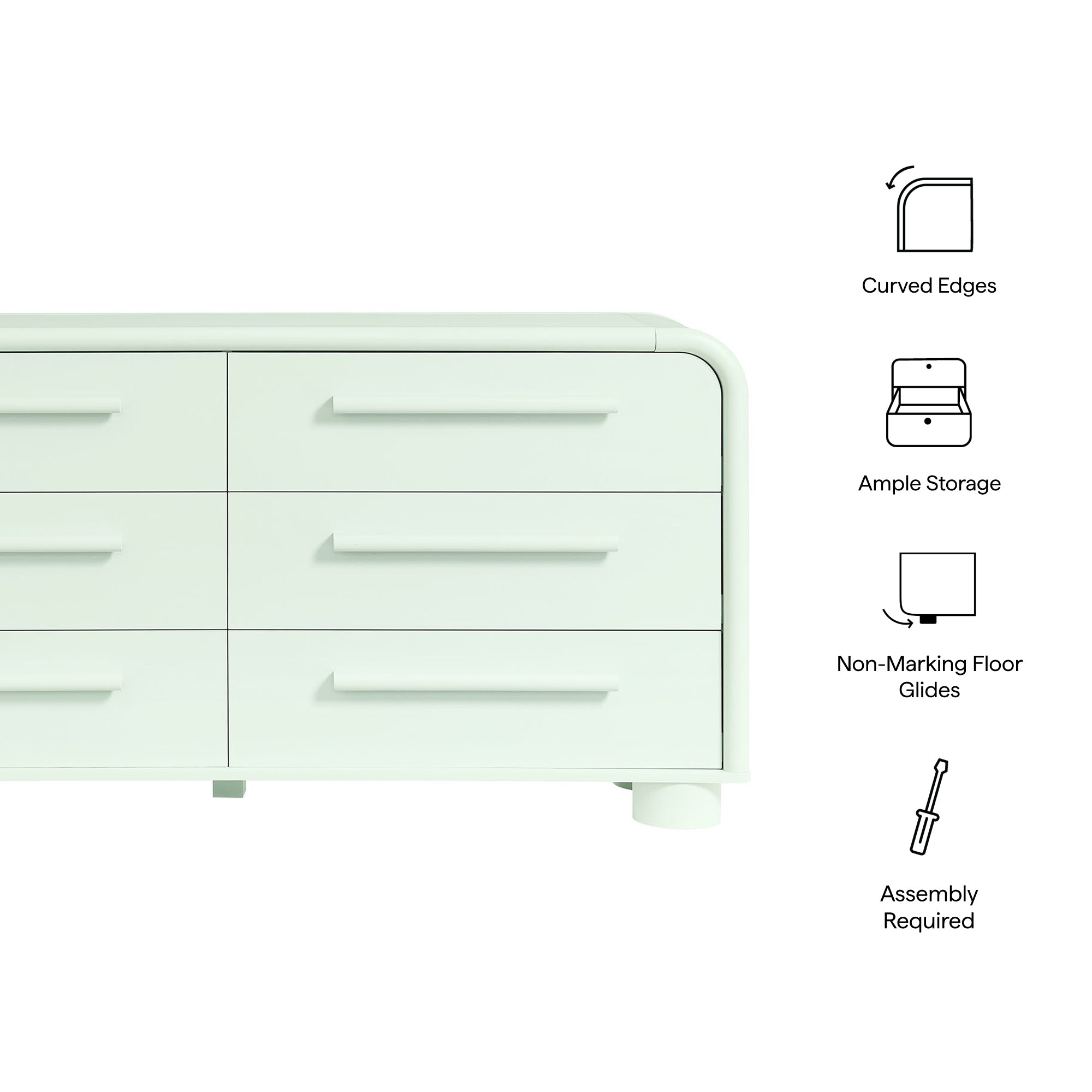 Bellamy Curved 6-Drawer Dresser