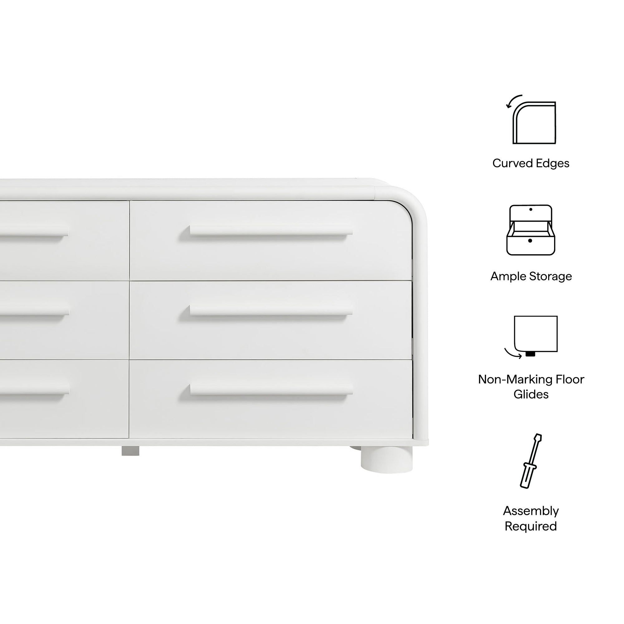 Bellamy Curved 6-Drawer Dresser