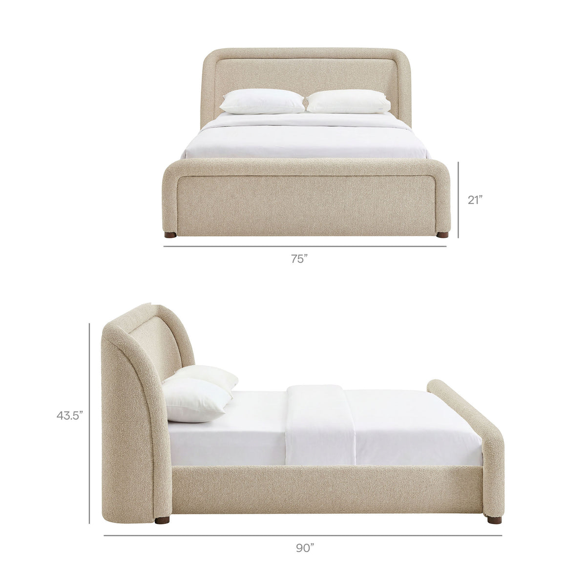 Tasmin Upholstered Fabric Platform Bed