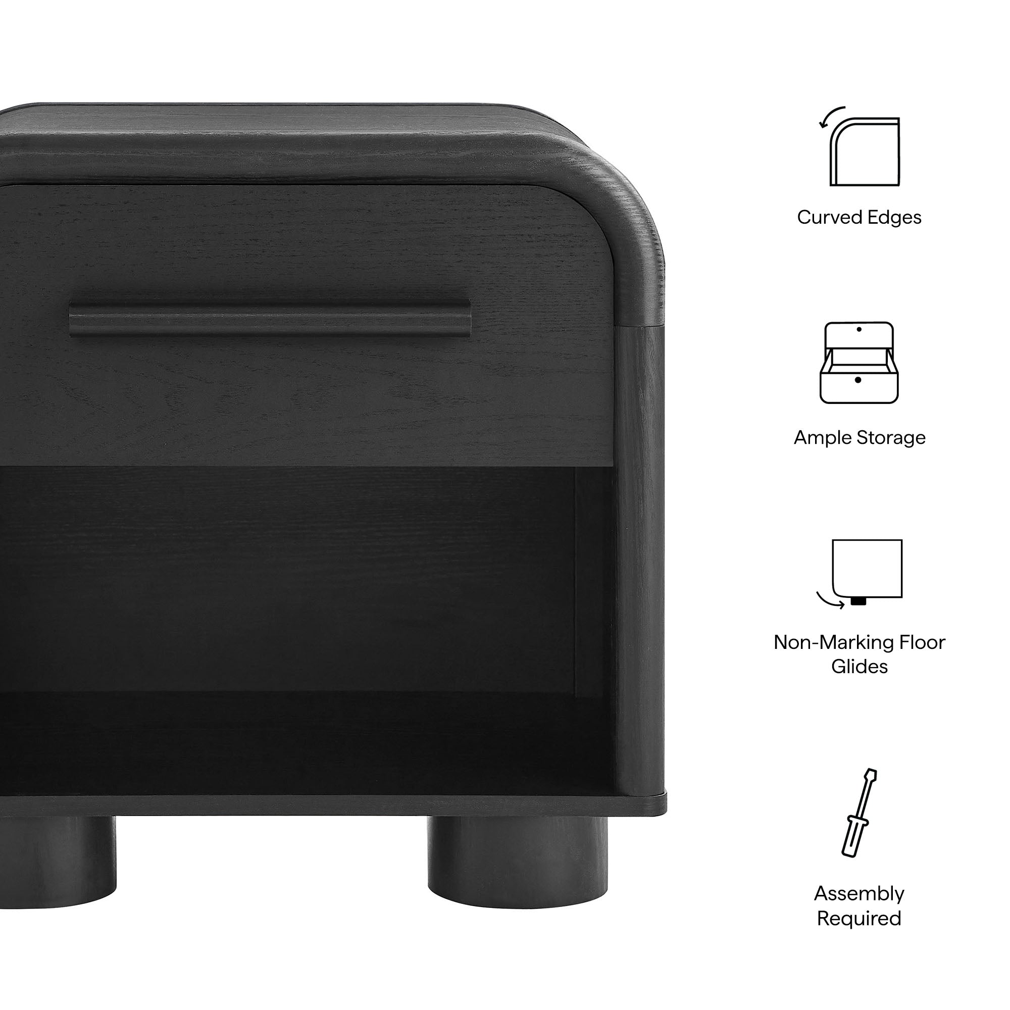 Bellamy Curved 1-Drawer Nightstand