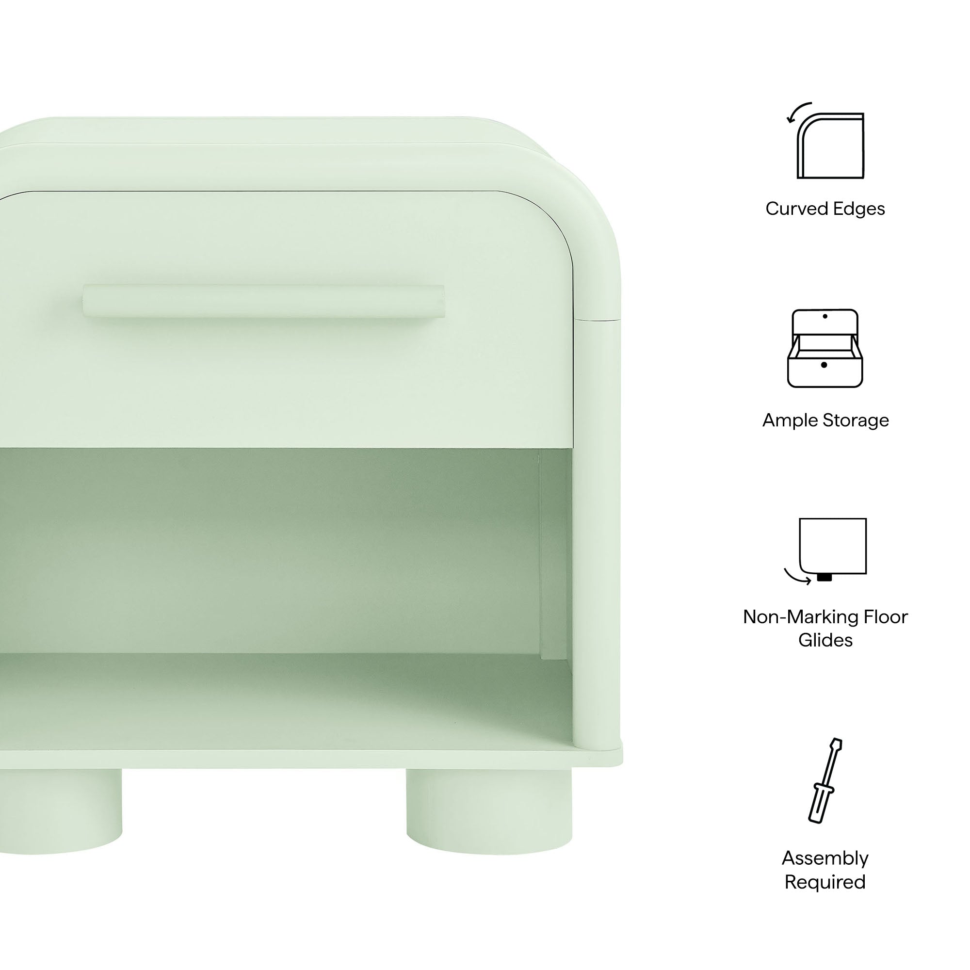 Bellamy Curved 1-Drawer Nightstand