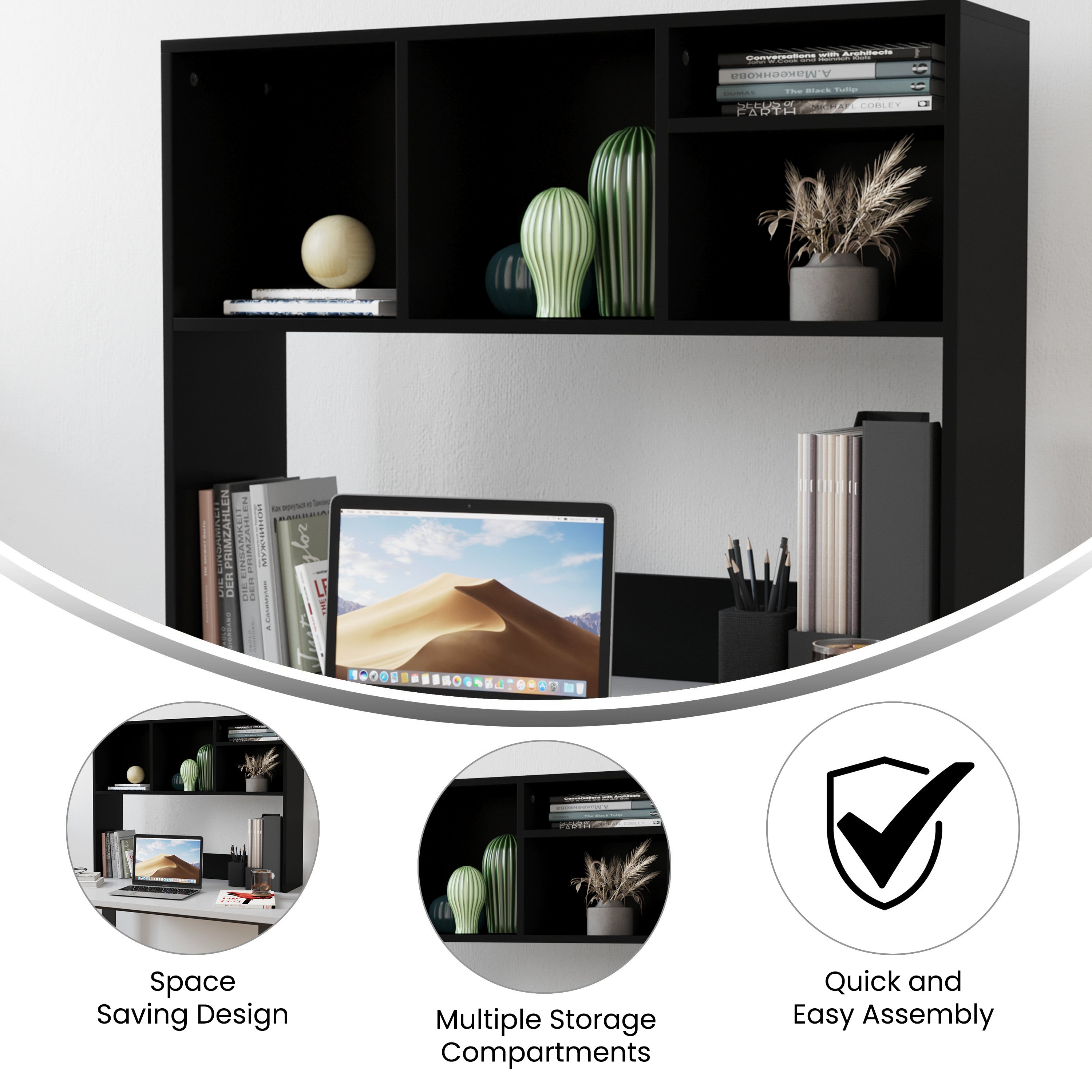 Lotus Desktop Bookshelf Storage Organizer with Multiple Cubbies