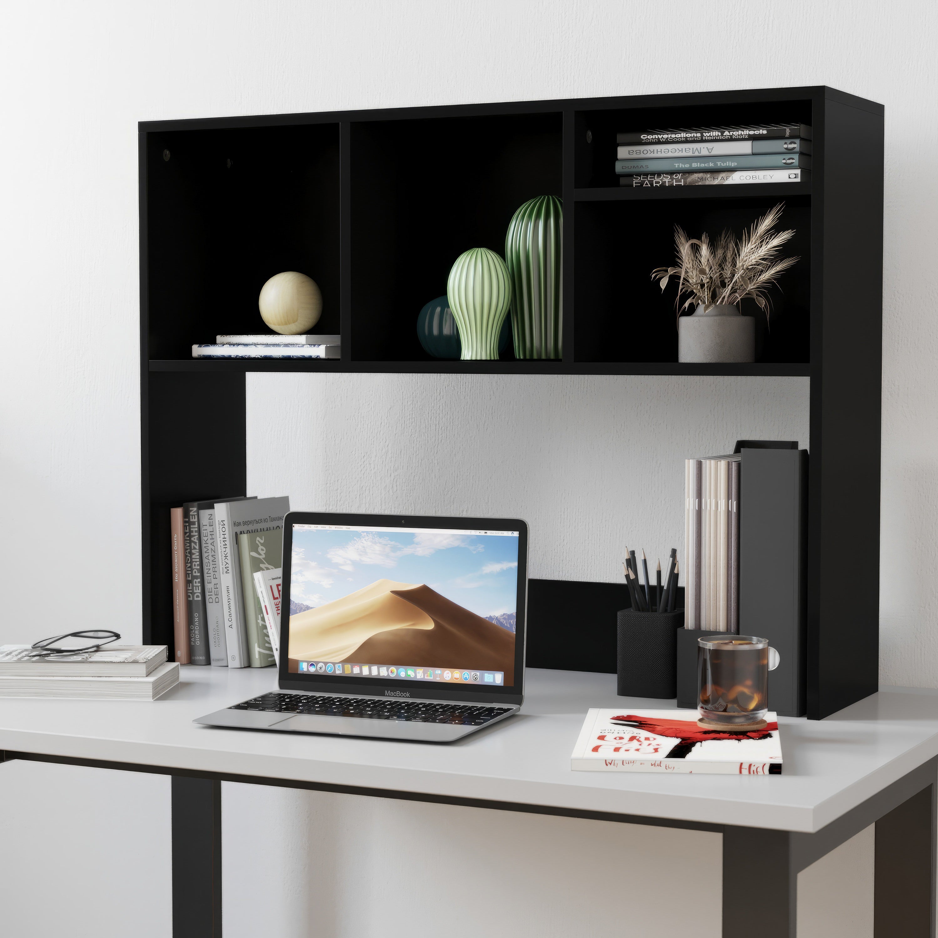 Lotus Desktop Bookshelf Storage Organizer with Multiple Cubbies