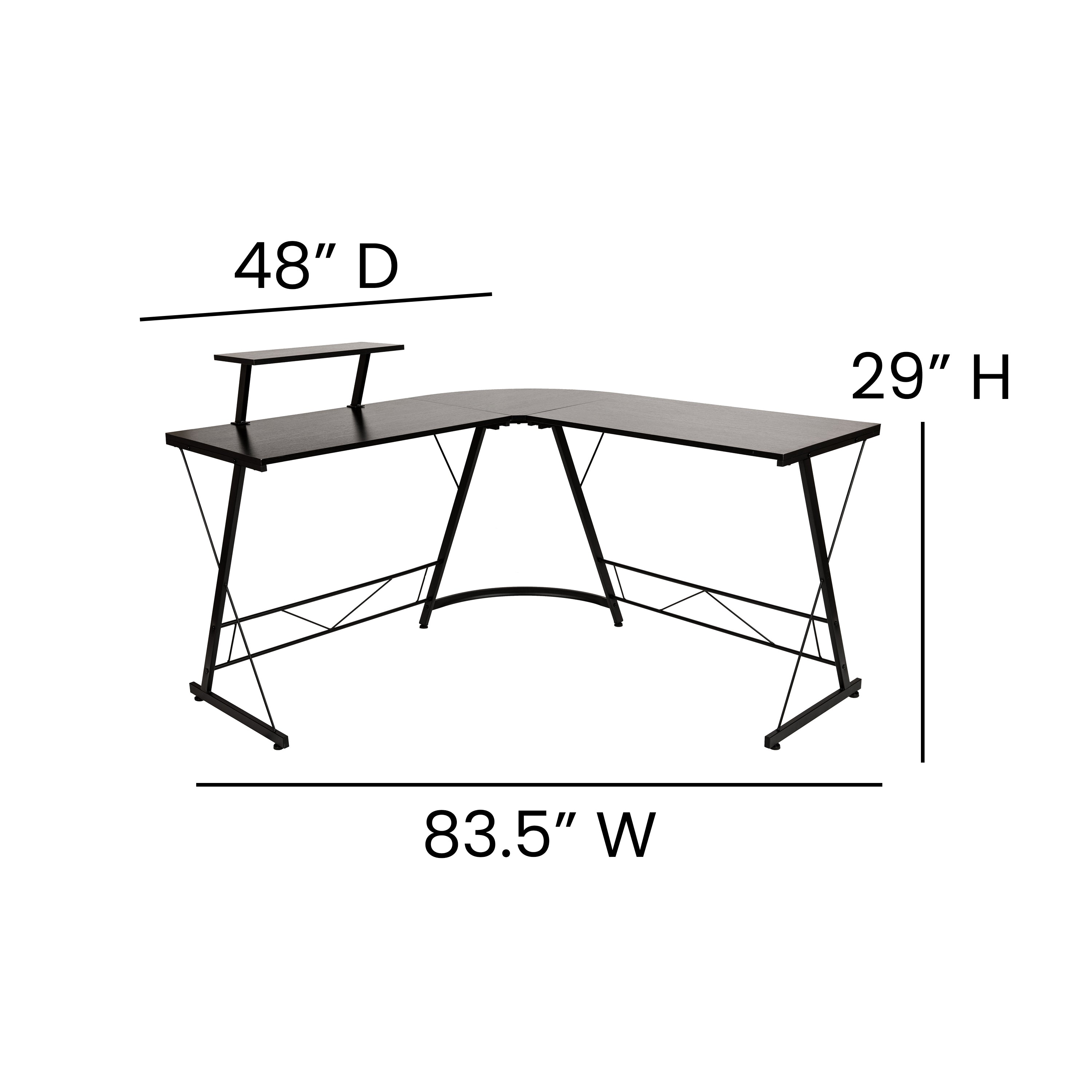 L-Shaped Desk 71.5" Computer Corner Desk, Home Office Corner Desk, Gaming Desk, Space Saving, Easy to Assemble