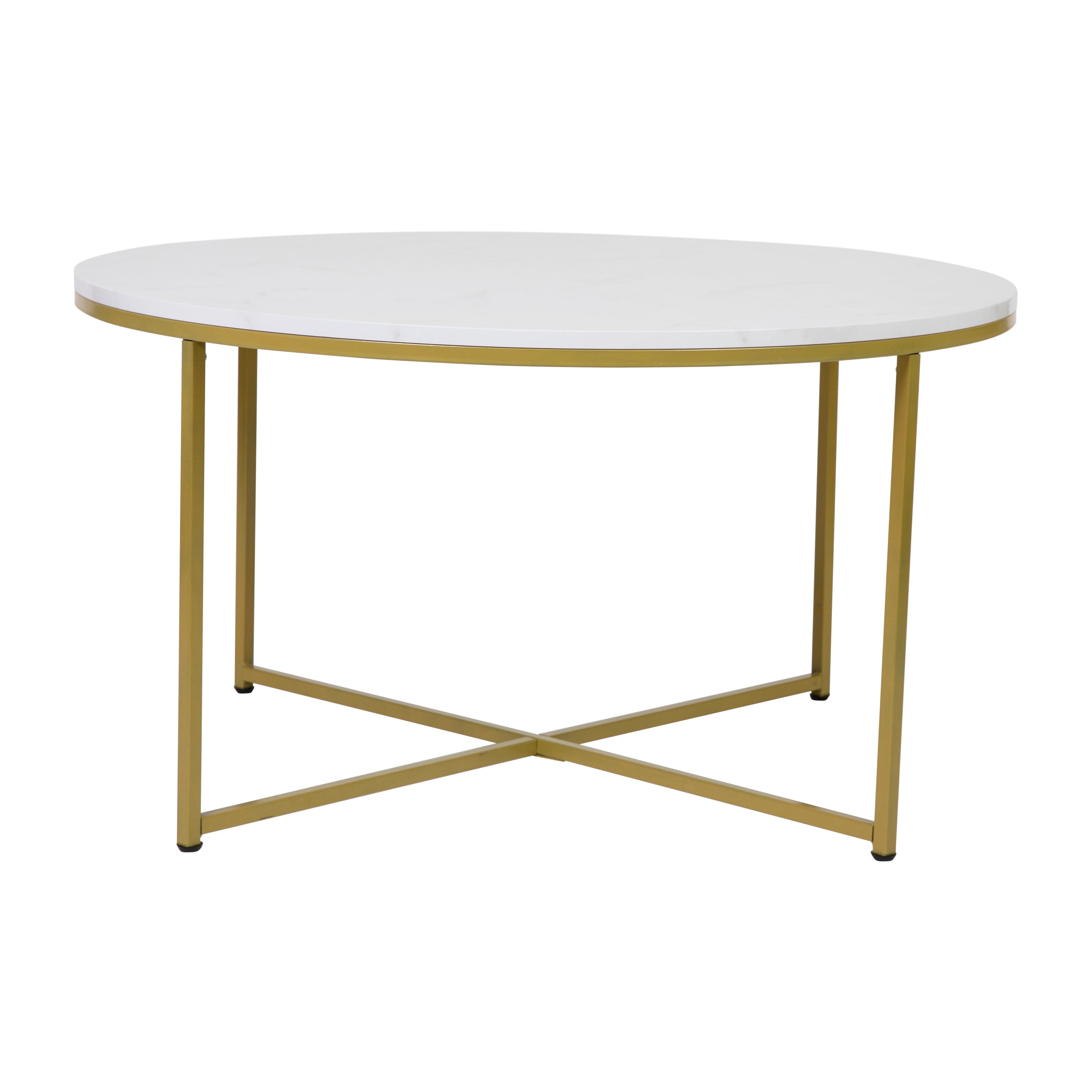Hampstead Collection Coffee and End Table Set - Laminate Top with Crisscross Frame, 3 Piece Occasional Table Set