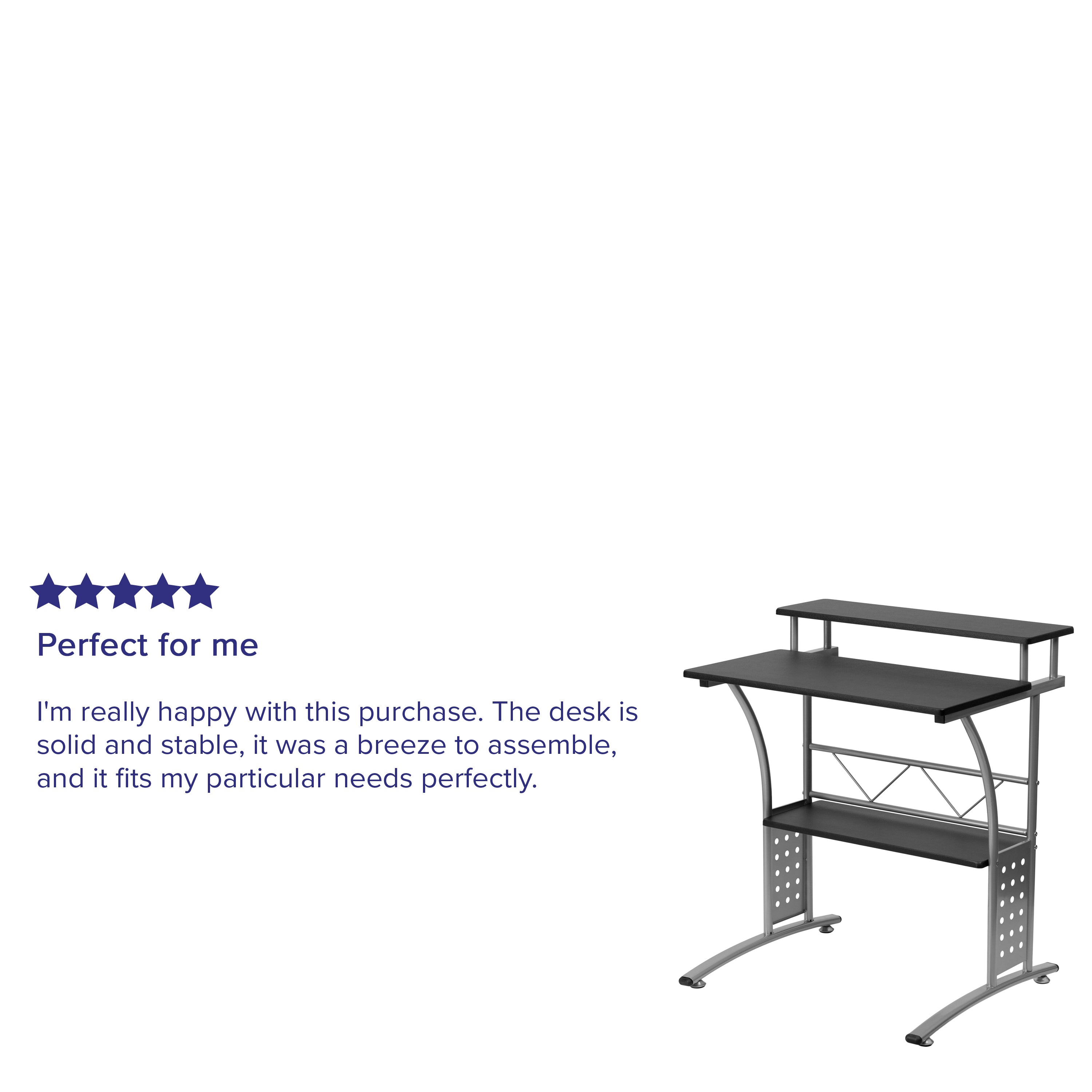 Computer Desk with Top and Lower Storage Shelves