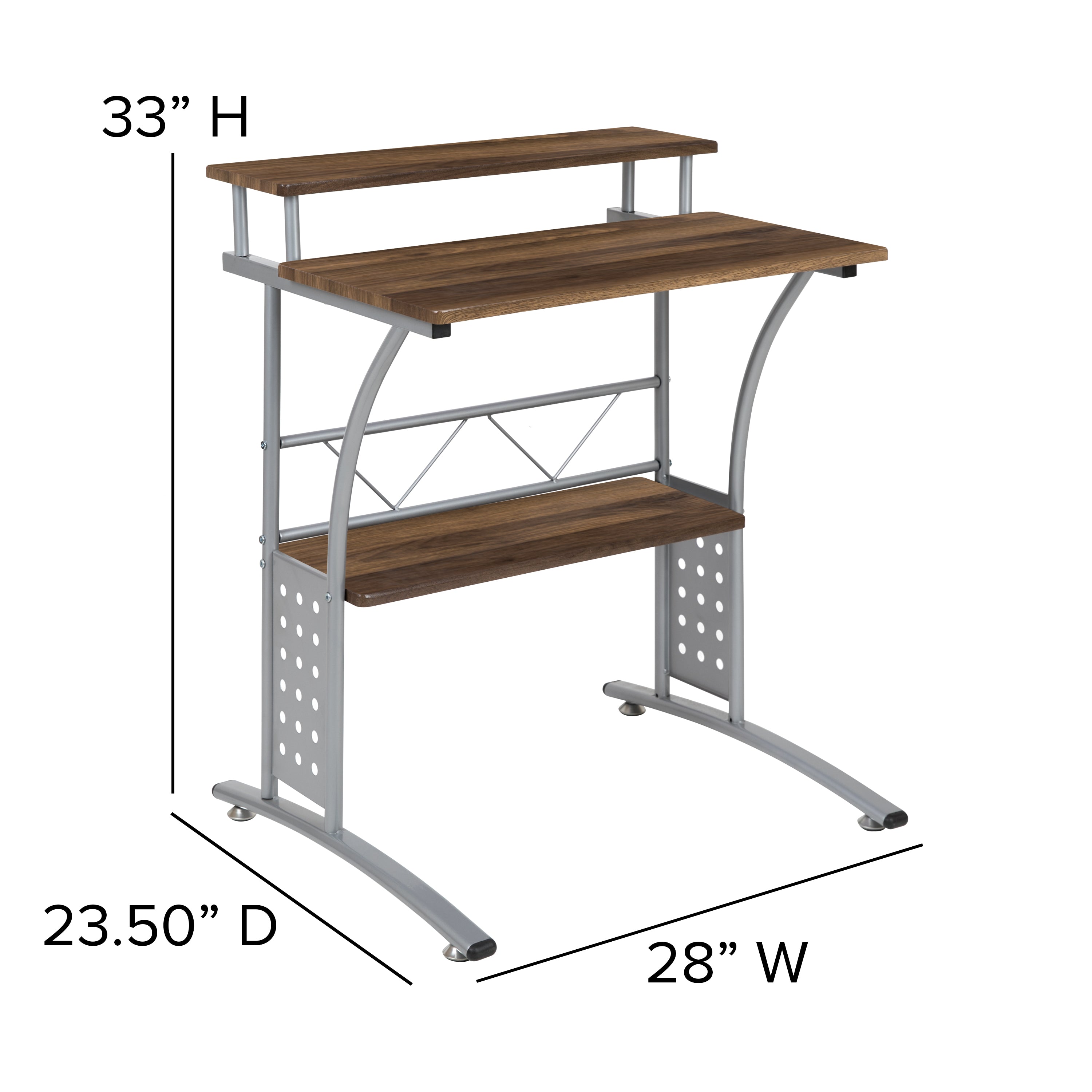 Computer Desk with Top and Lower Storage Shelves