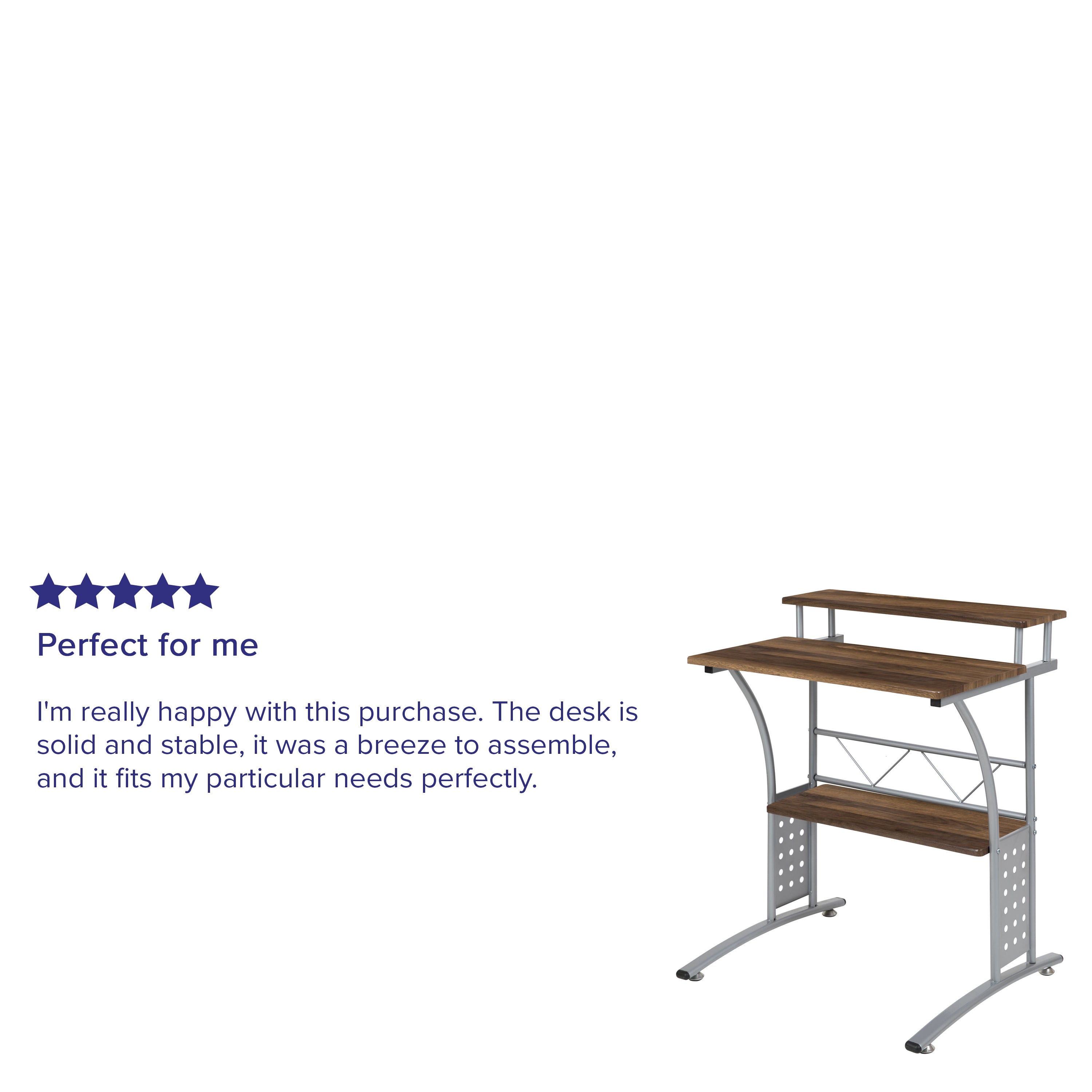 Computer Desk with Top and Lower Storage Shelves