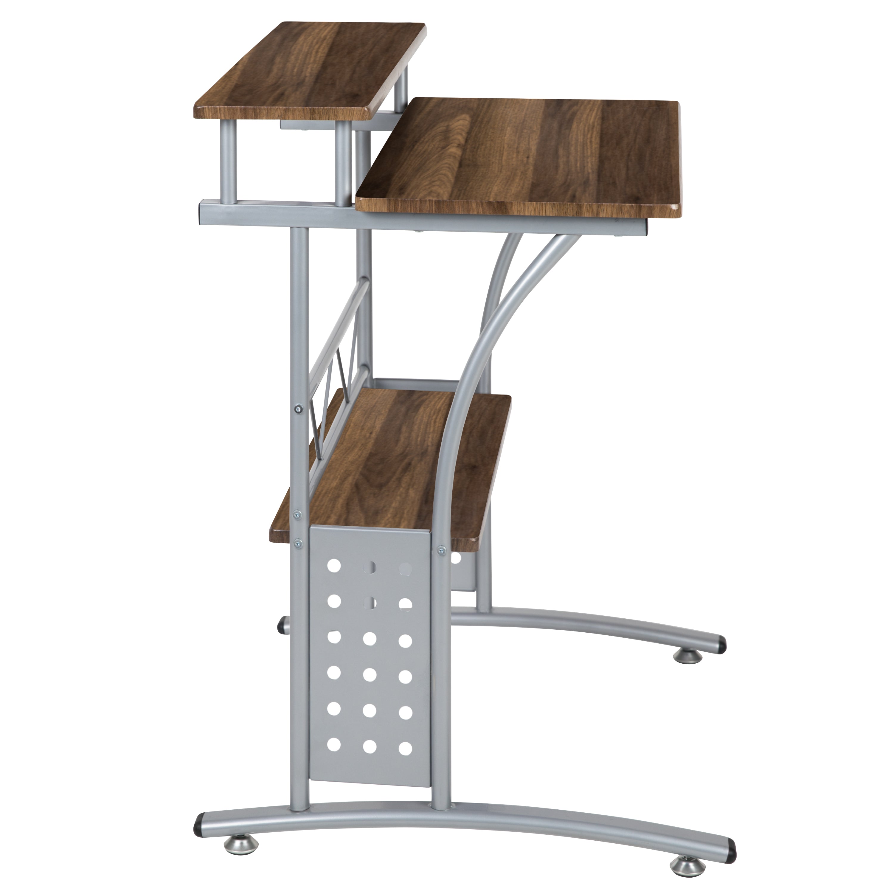 Computer Desk with Top and Lower Storage Shelves