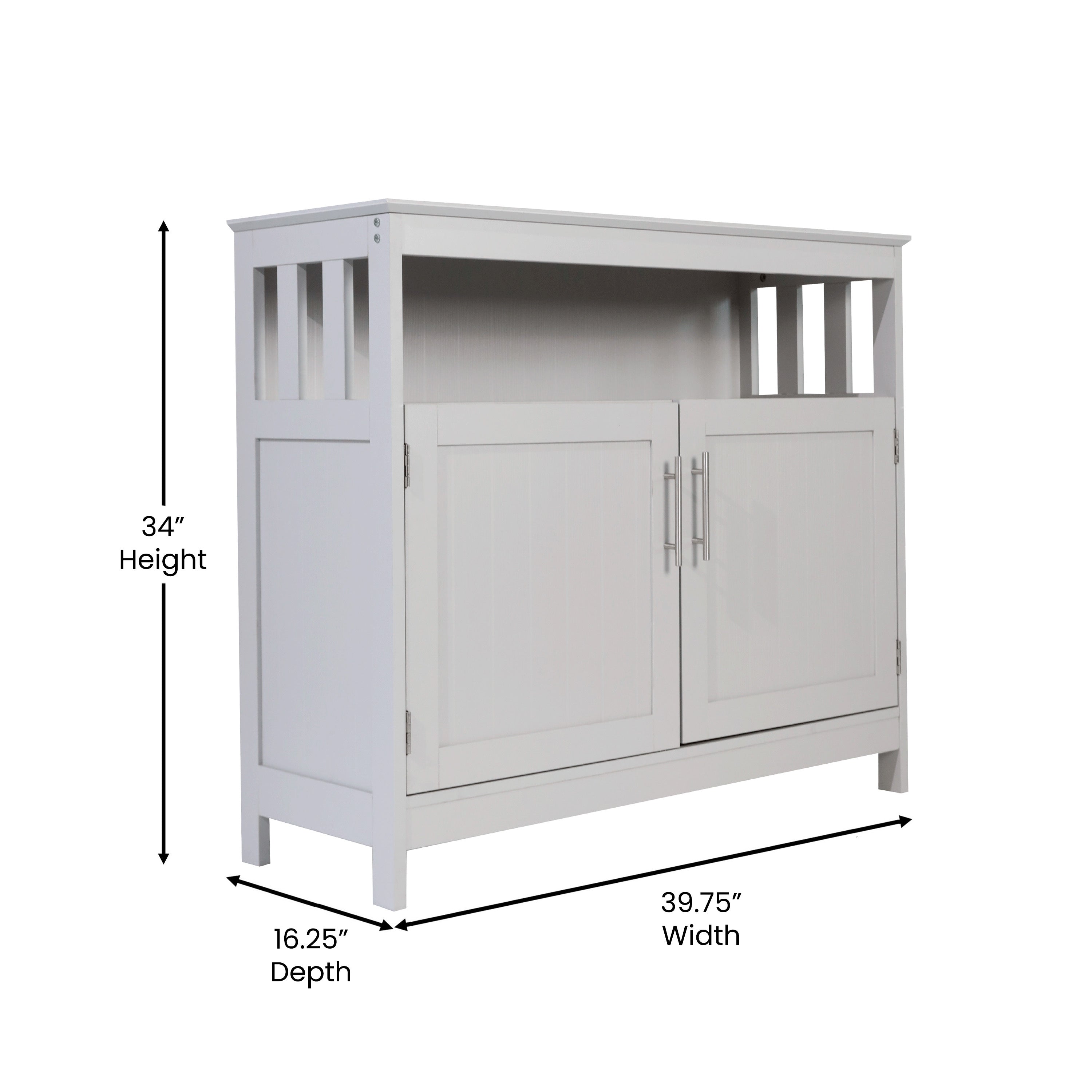 Mayfield Classic Buffet and Sideboard with Double Door Storage Cabinet and Open Storage Shelf