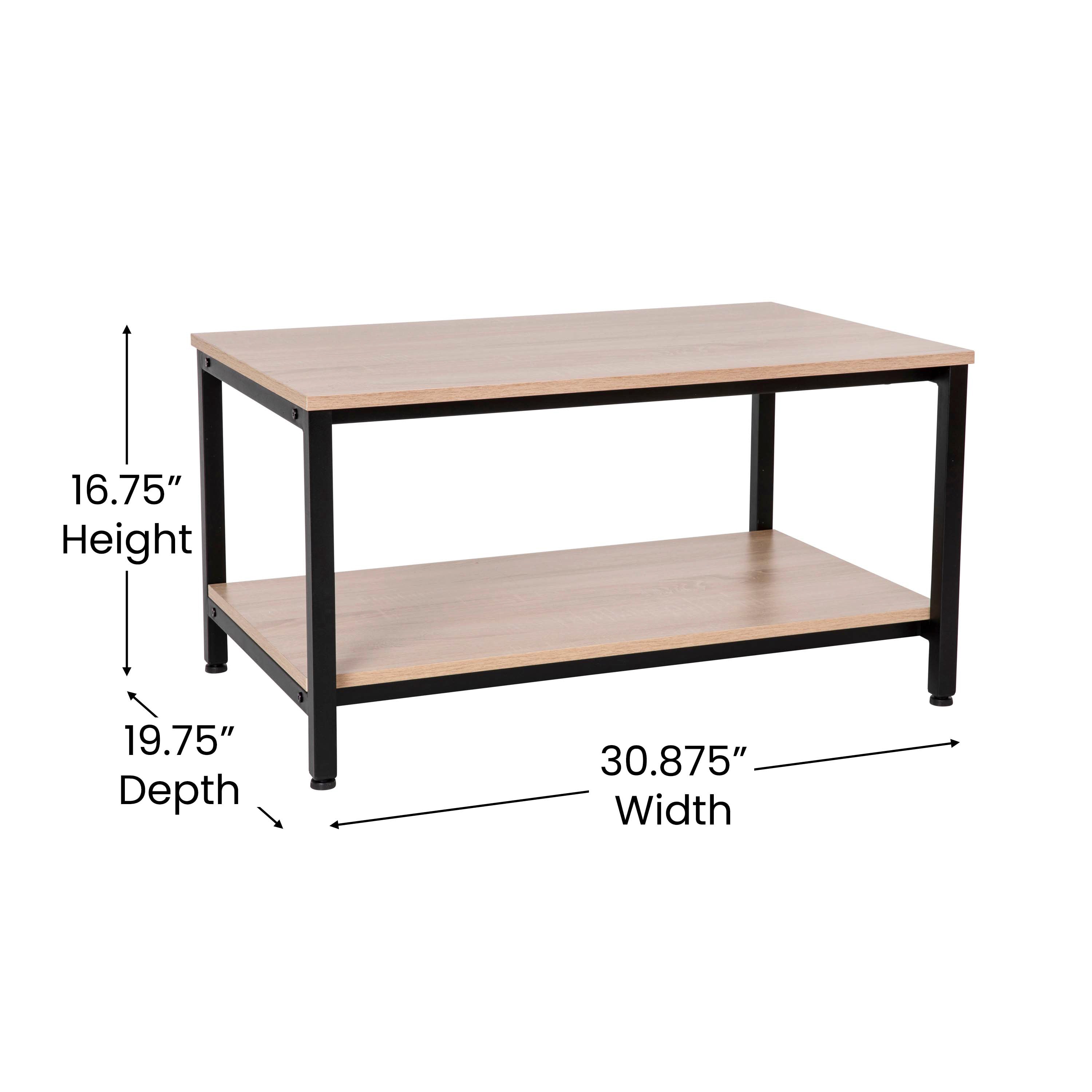 Finley Modern Industrial 2 Tier Coffee Table