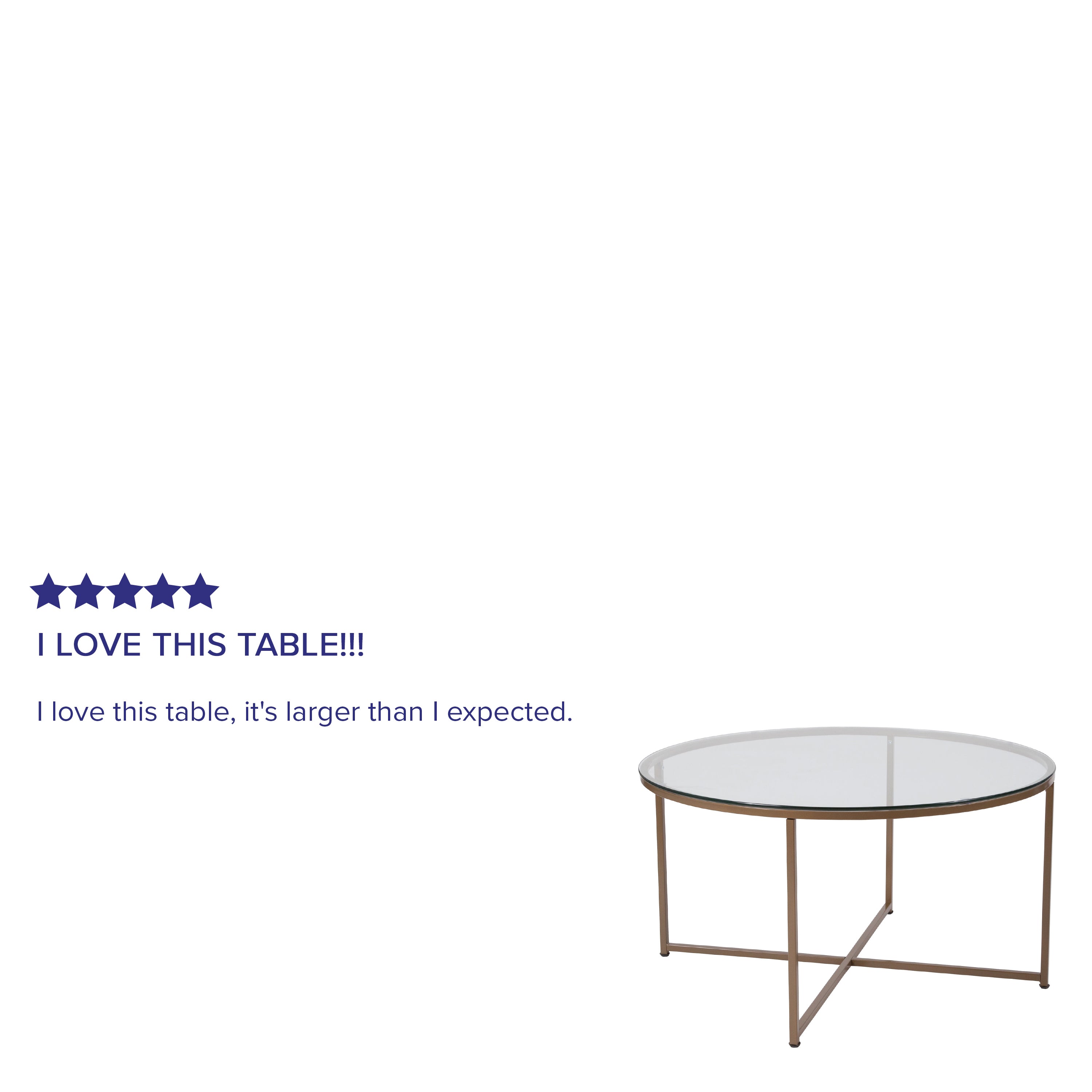 Greenwich Collection Coffee Table - Modern Glass Accent Table with Crisscross Frame