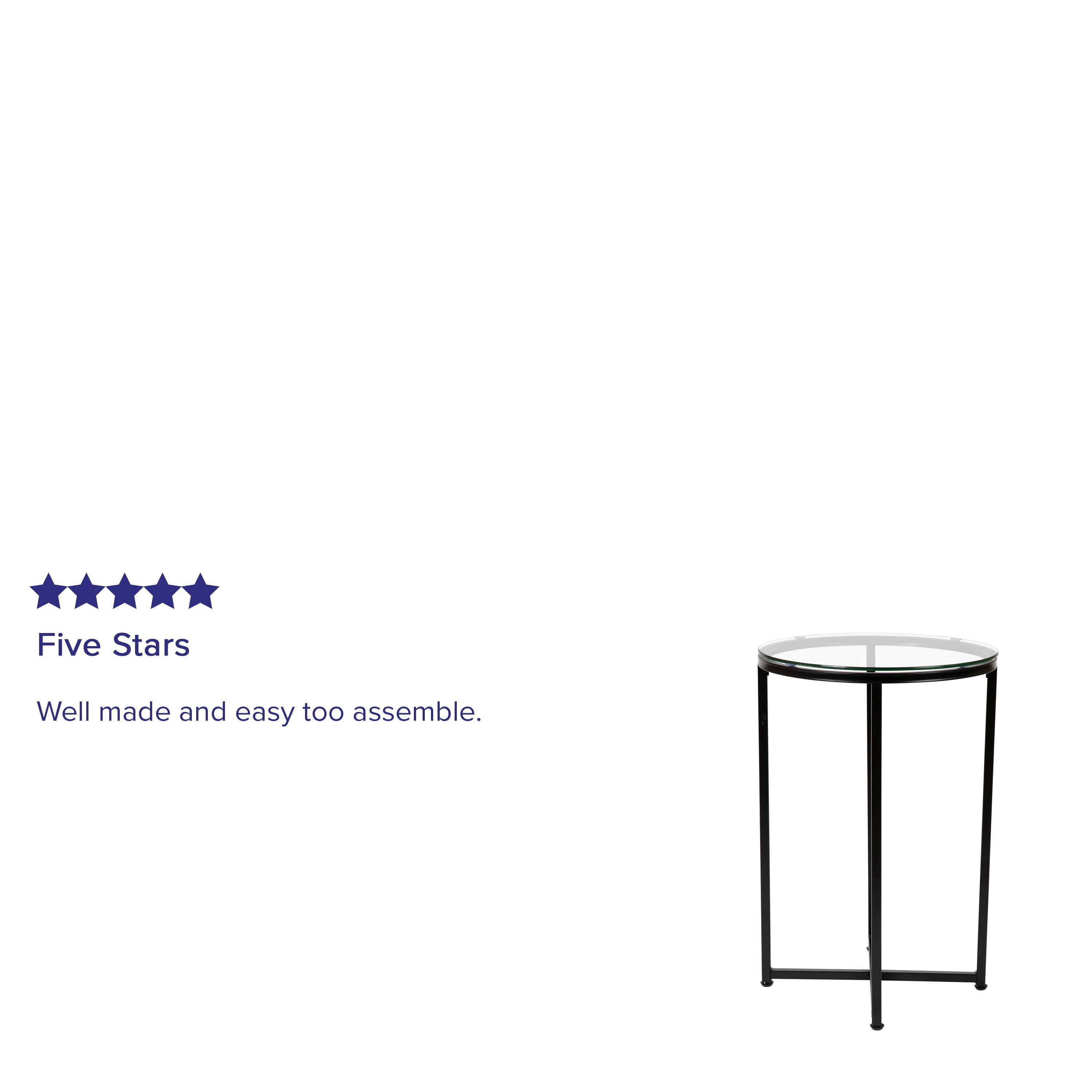 Greenwich Collection End Table - Modern Glass Accent Table with Crisscross Frame