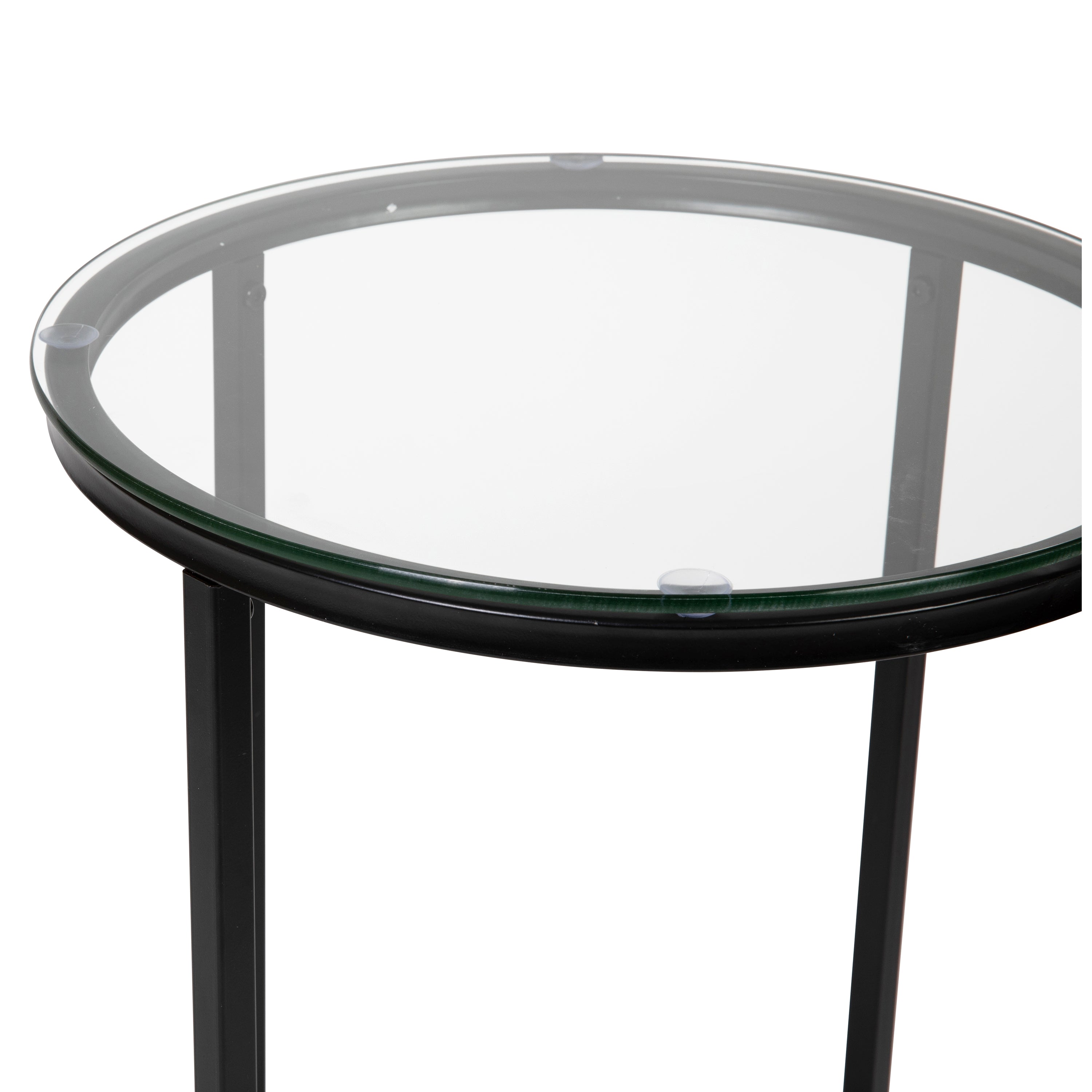 Greenwich Collection End Table - Modern Glass Accent Table with Crisscross Frame