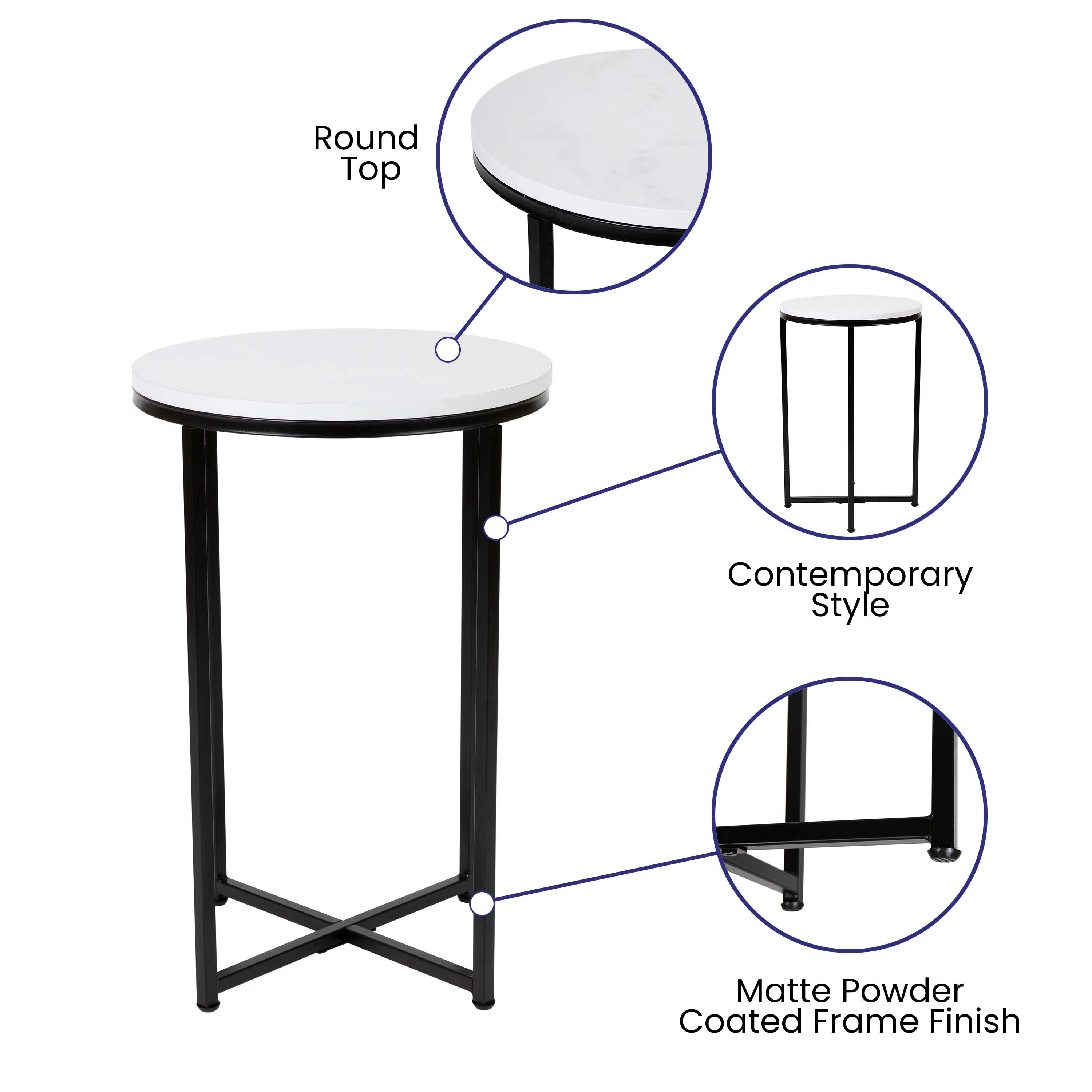 Hampstead Collection End Table - Modern Laminate Accent Table with Crisscross Frame