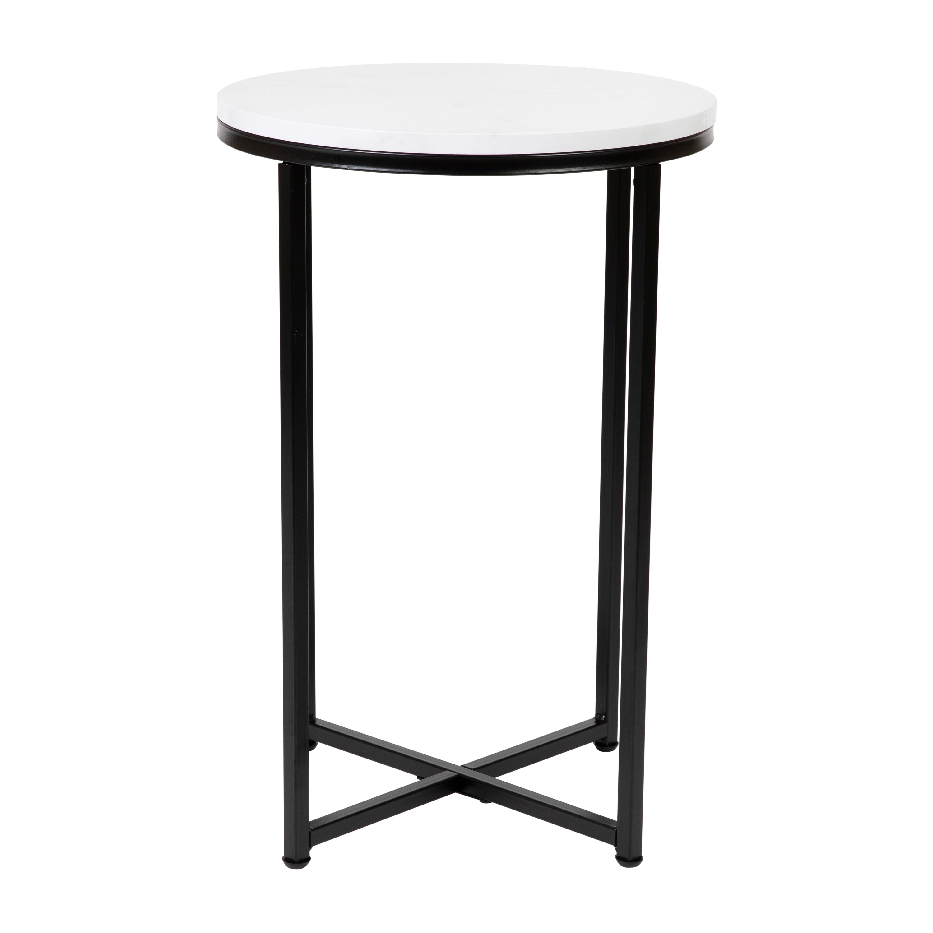Hampstead Collection End Table - Modern Laminate Accent Table with Crisscross Frame