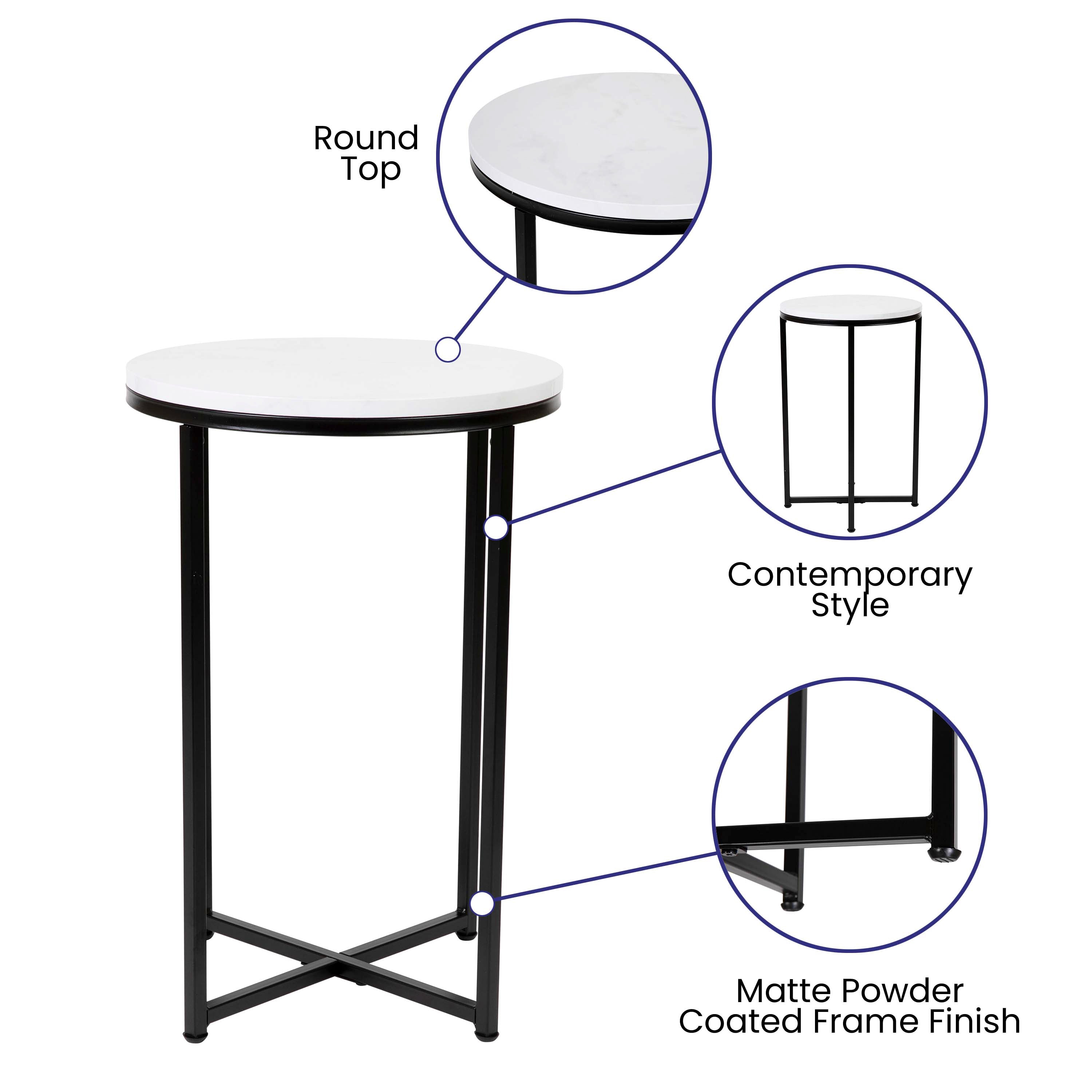 Hampstead Collection End Table - Modern Laminate Accent Table with Crisscross Frame