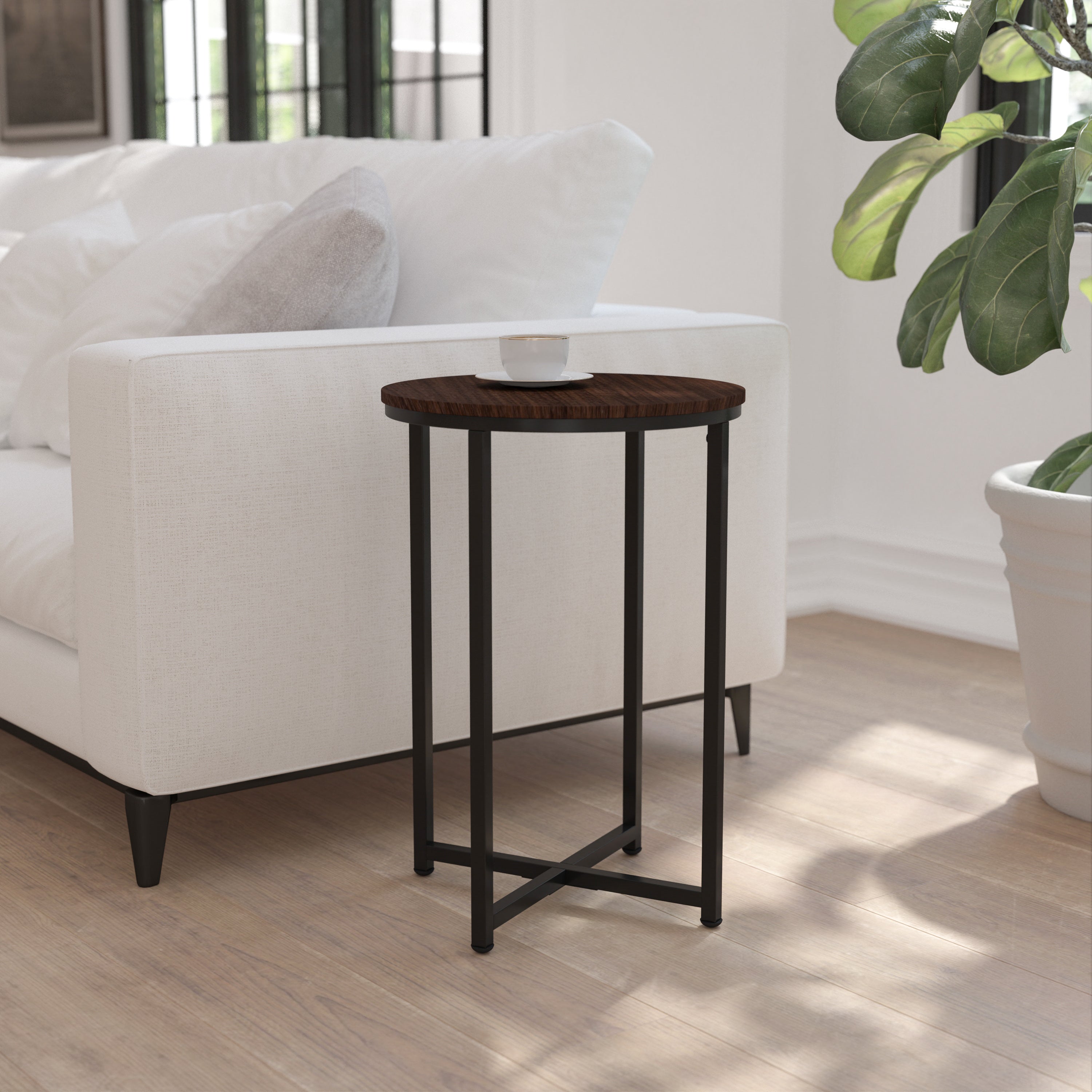 Hampstead Collection End Table - Modern Laminate Accent Table with Crisscross Frame