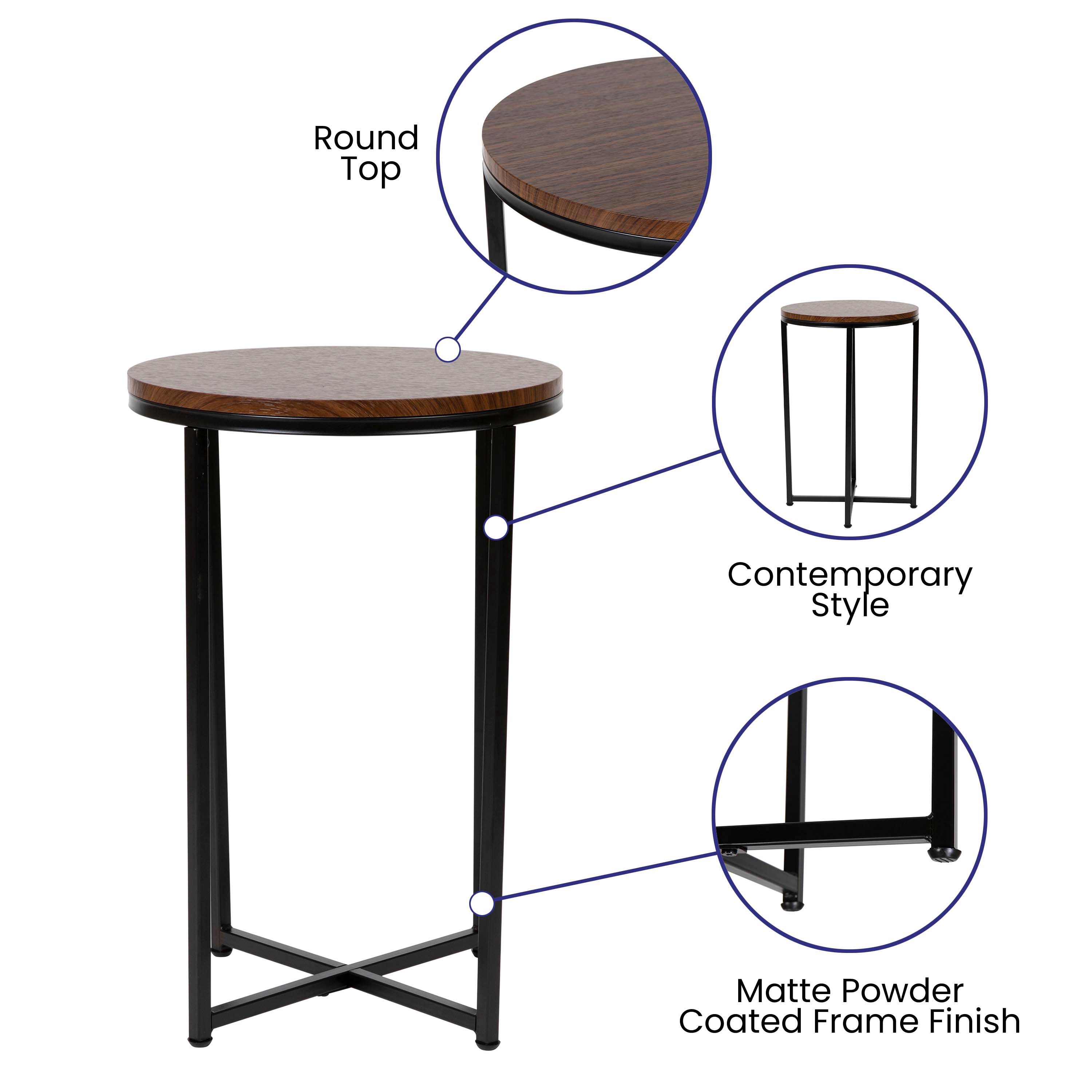 Hampstead Collection End Table - Modern Laminate Accent Table with Crisscross Frame