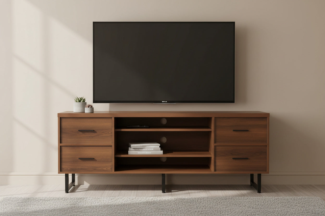 Lincoln Collection TV Stand in Wood Grain Finish
