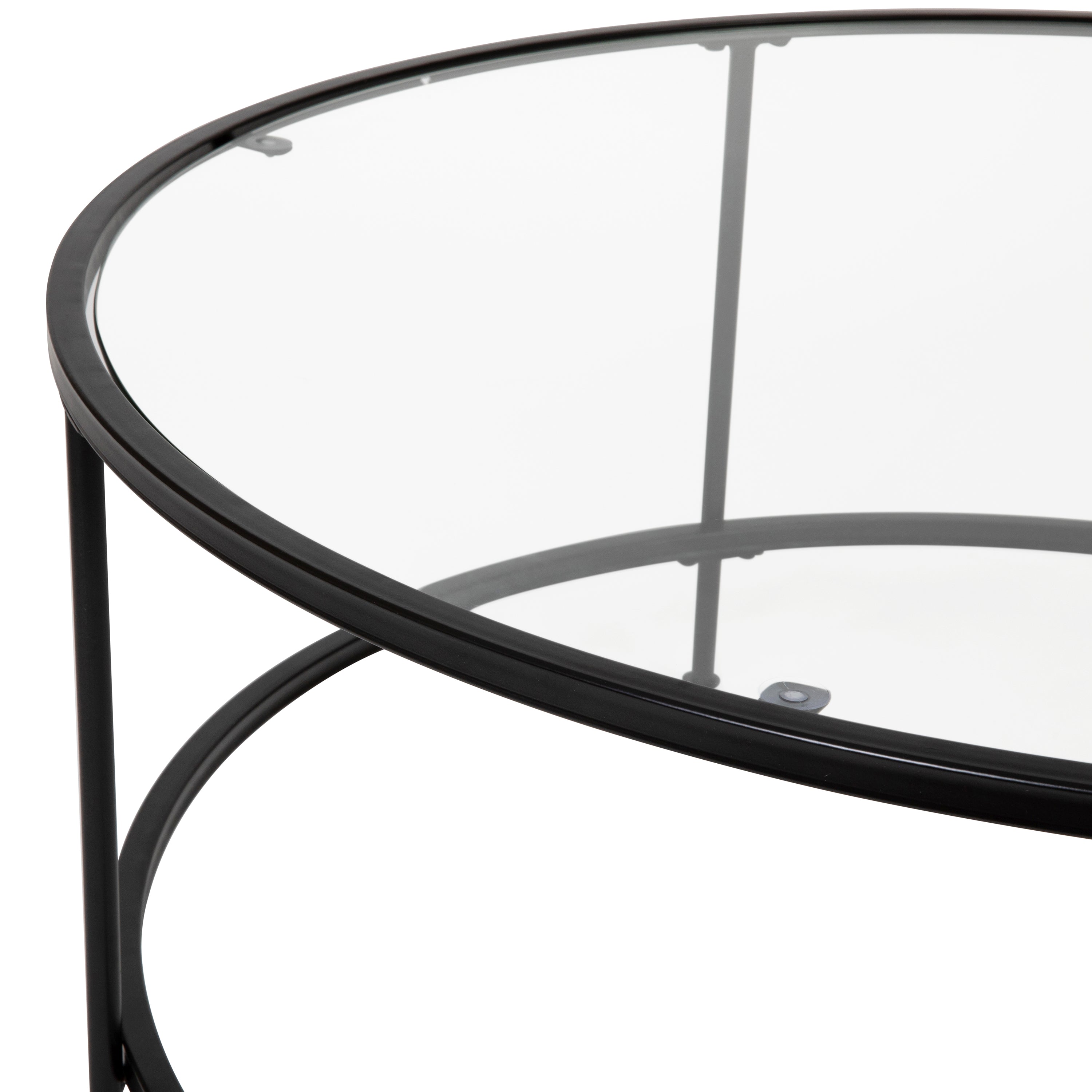 Astoria Collection Round Coffee Table - Modern Glass Coffee Table with Metal Frame