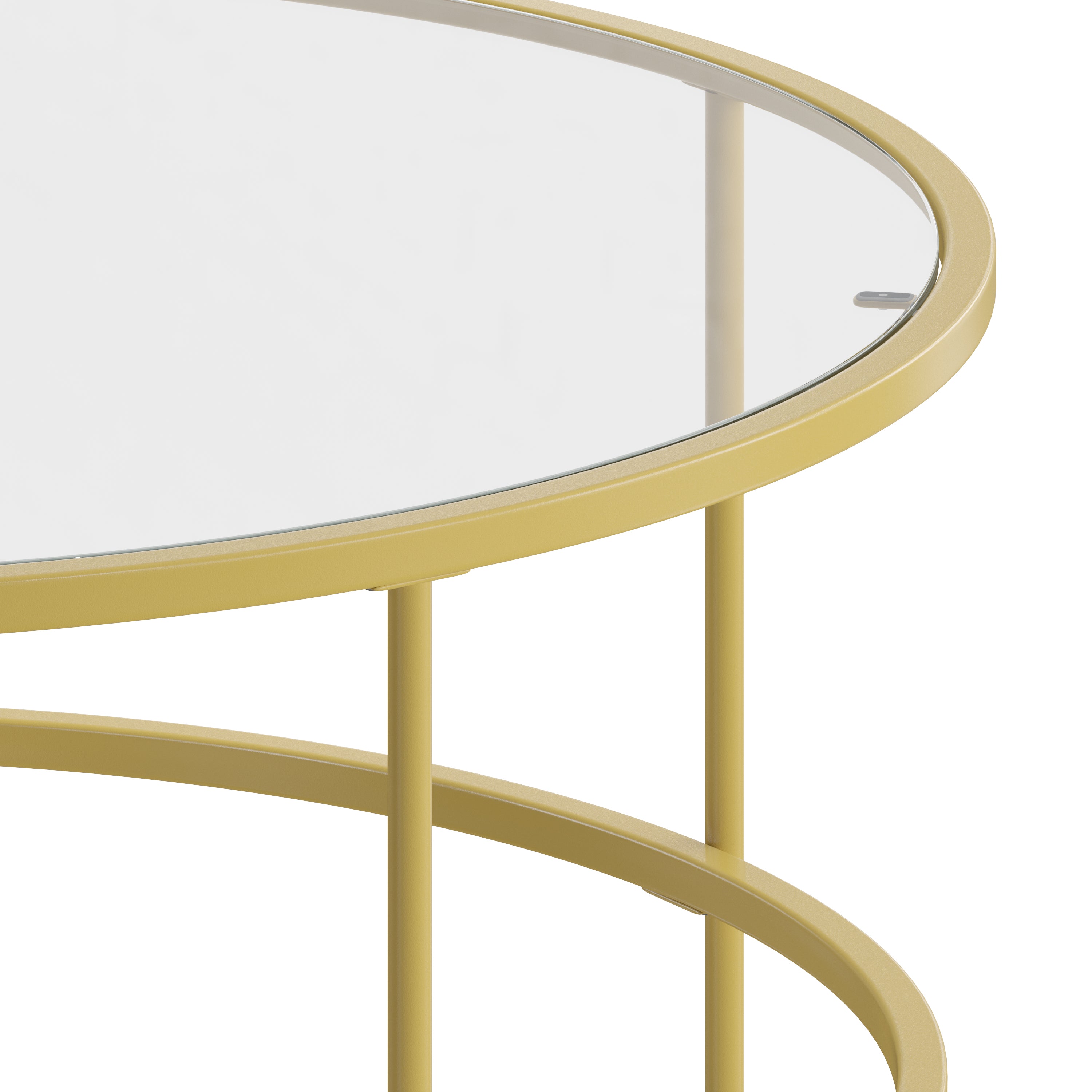 Astoria Collection Round Coffee Table - Modern Glass Coffee Table with Metal Frame