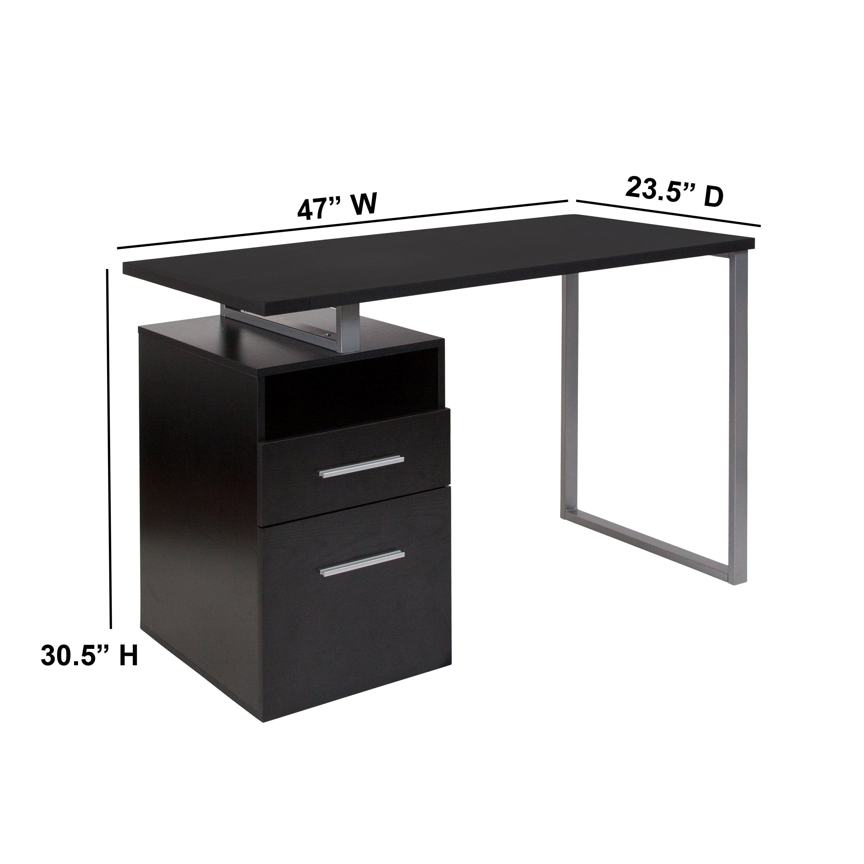 Harwood Desk with Two Drawers and Metal Frame