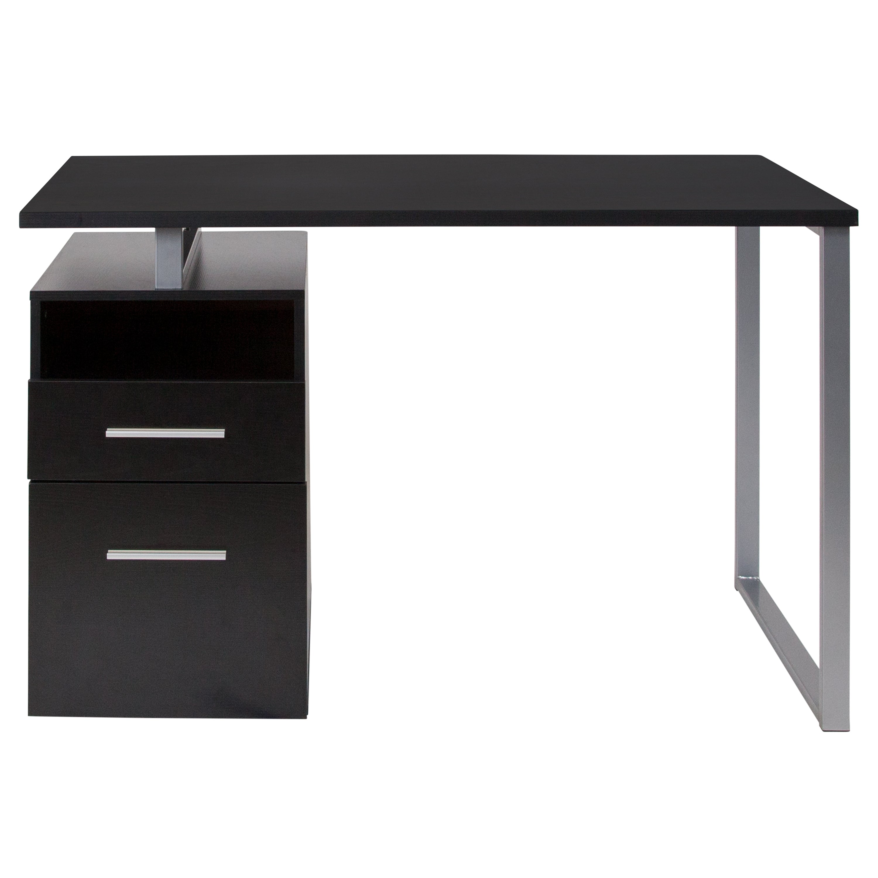 Harwood Desk with Two Drawers and Metal Frame