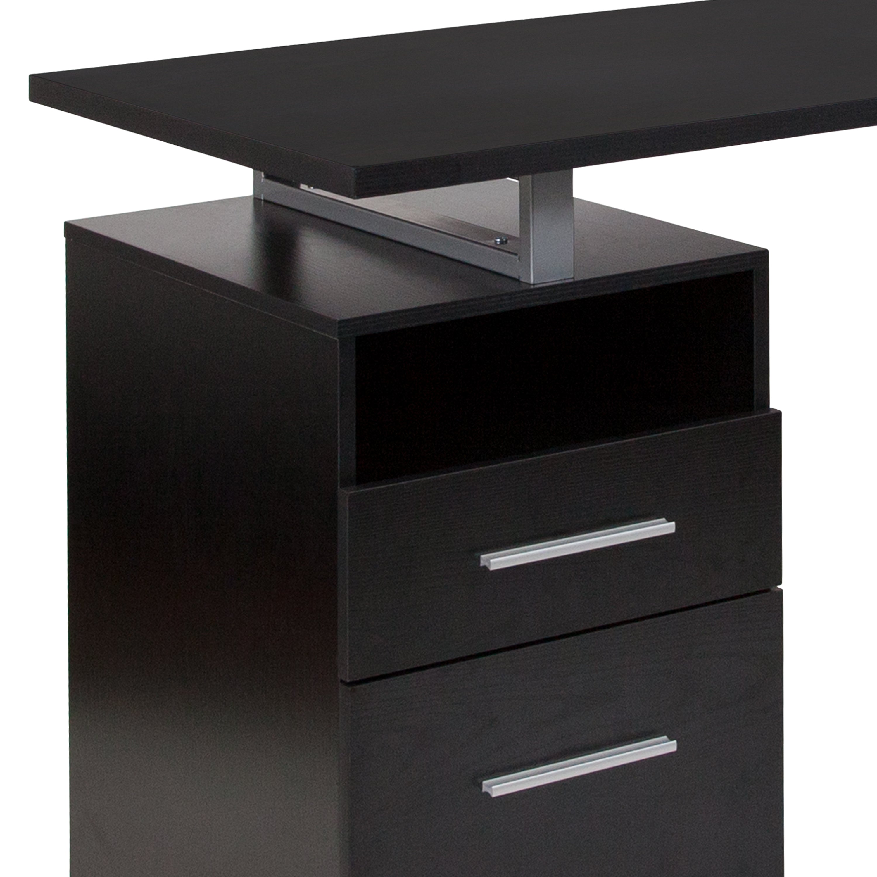 Harwood Desk with Two Drawers and Metal Frame