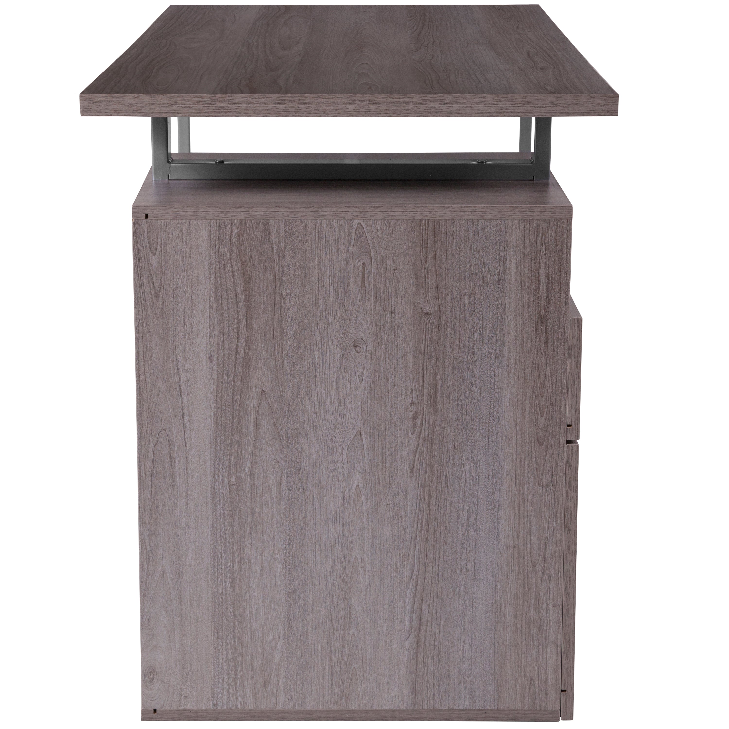 Harwood Desk with Two Drawers and Metal Frame