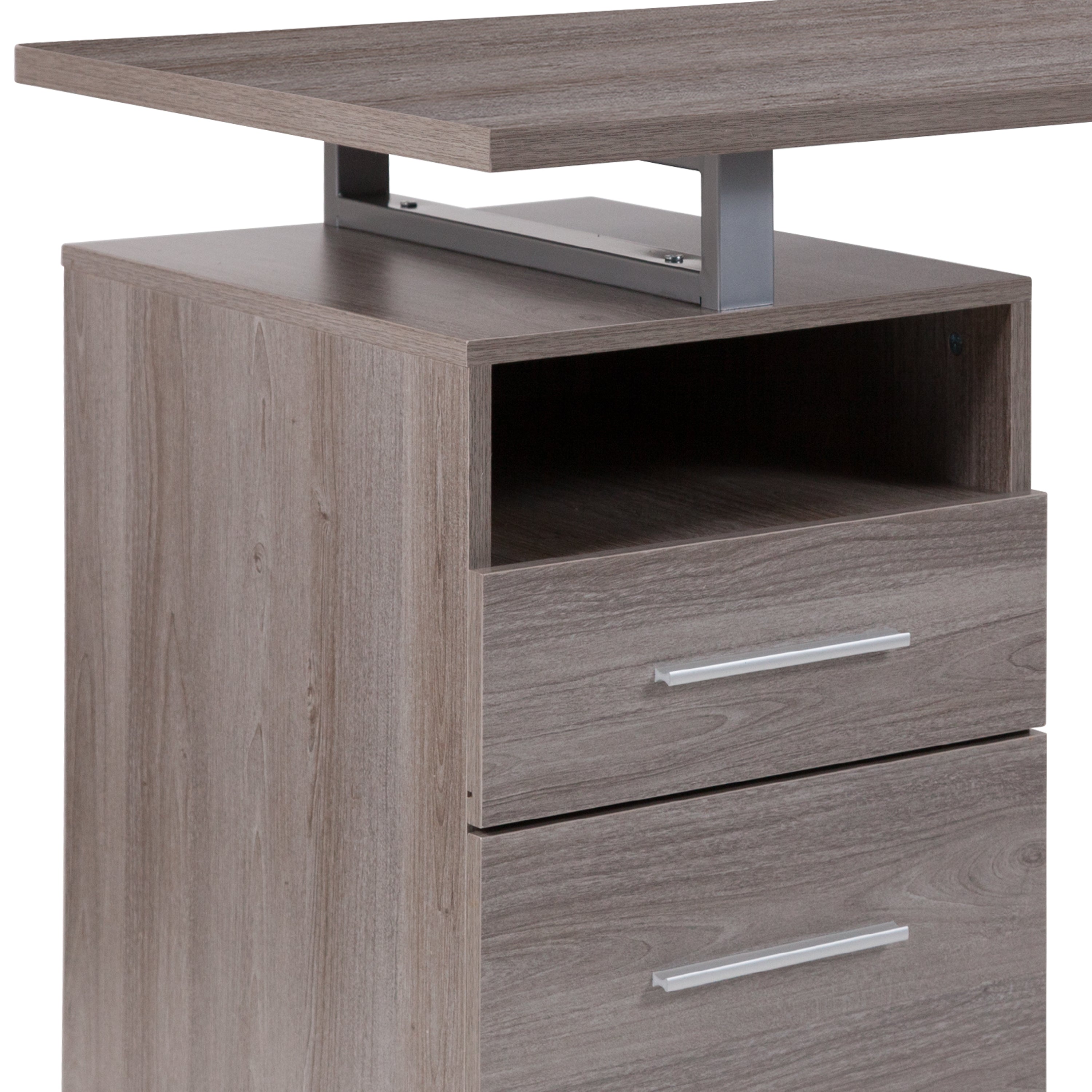 Harwood Desk with Two Drawers and Metal Frame