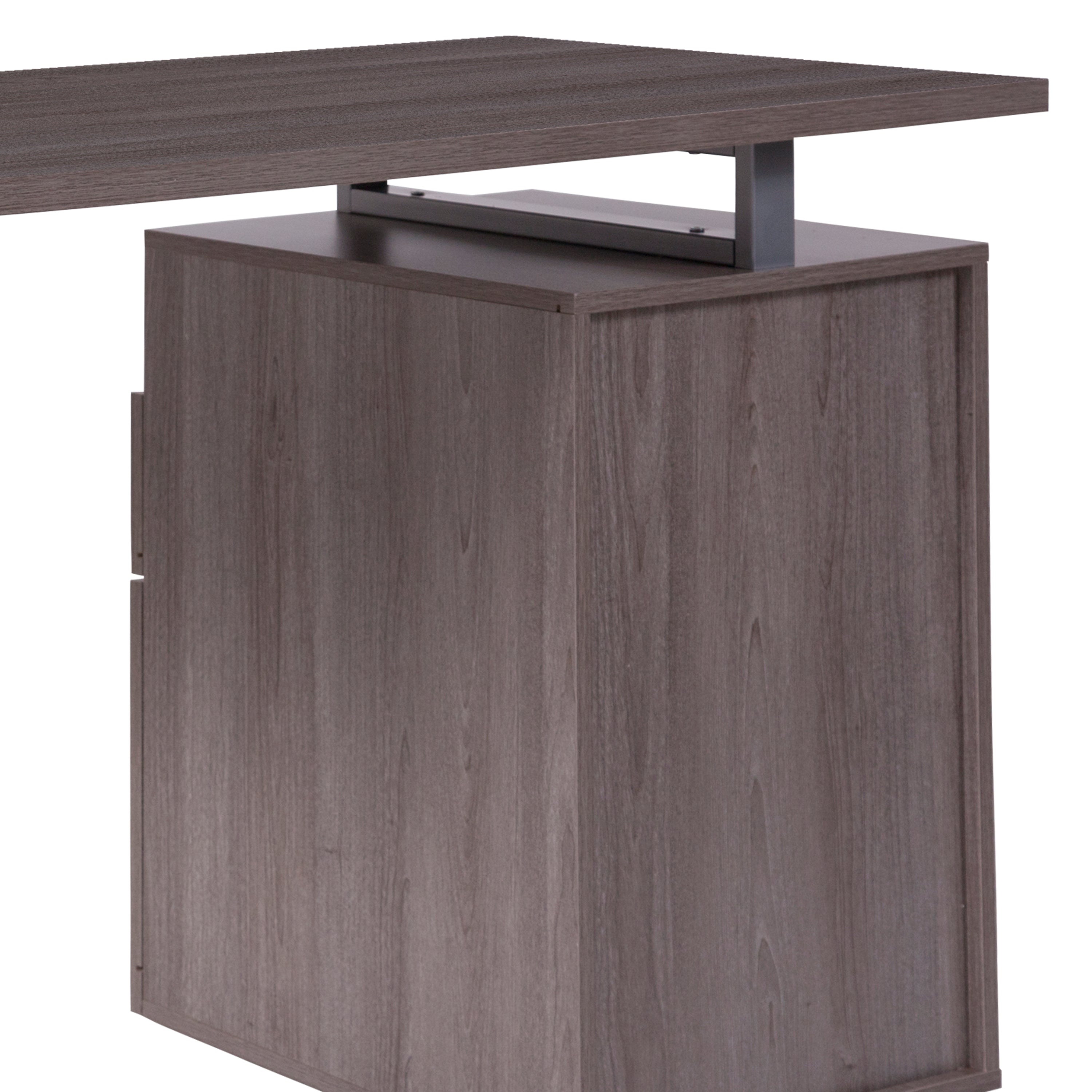 Harwood Desk with Two Drawers and Metal Frame