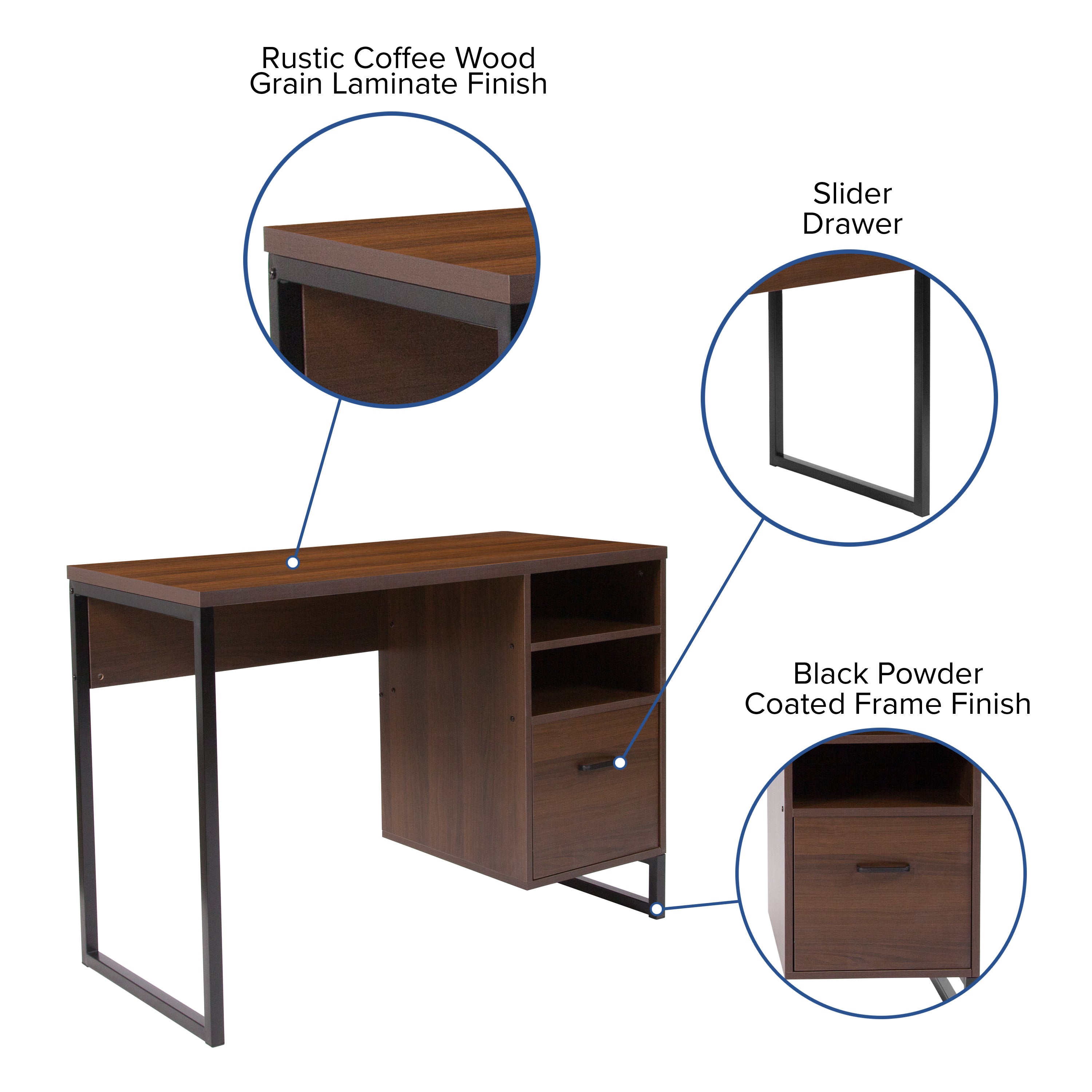Northbrook Wood Grain Finish Computer Desk with Metal Frame