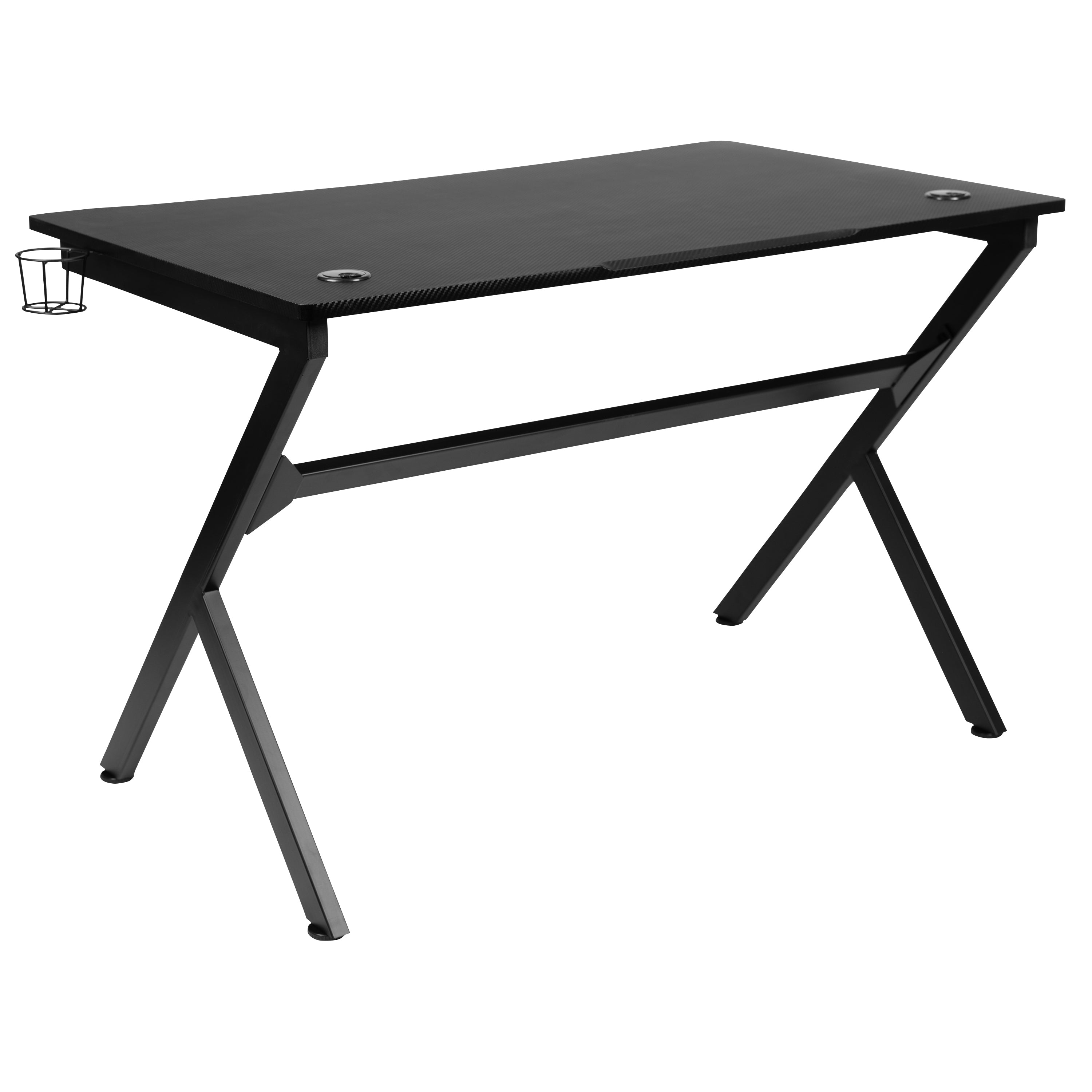 Gaming Desk 45.25" x 29" Computer Table Gamer Workstation with Headphone Holder and 2 Cable Management Holes