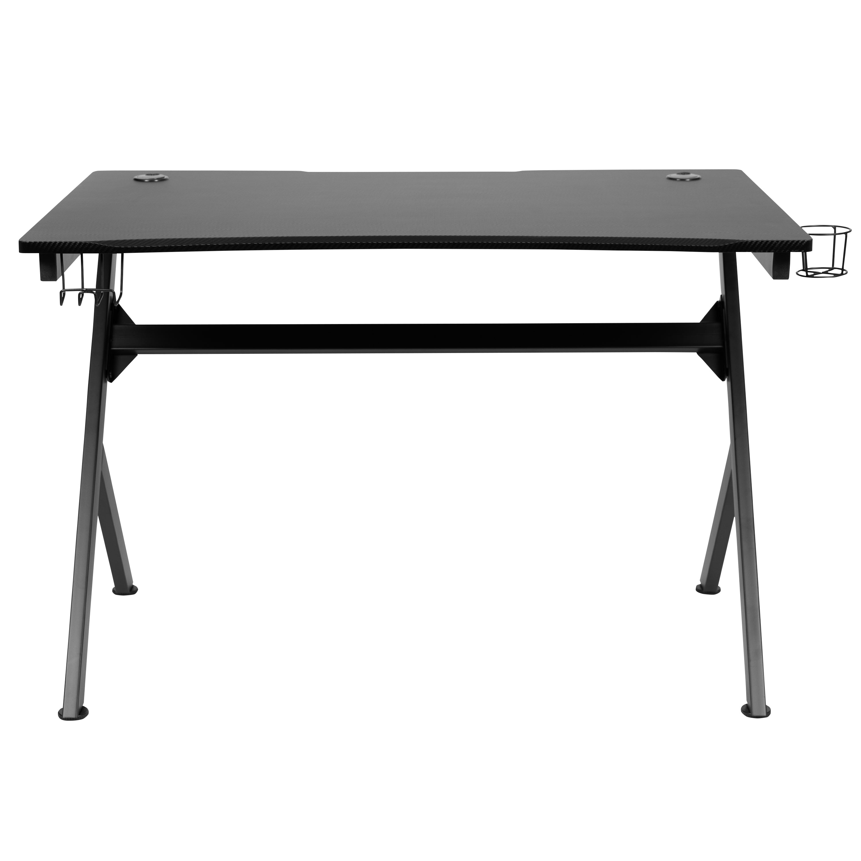 Gaming Desk 45.25" x 29" Computer Table Gamer Workstation with Headphone Holder and 2 Cable Management Holes