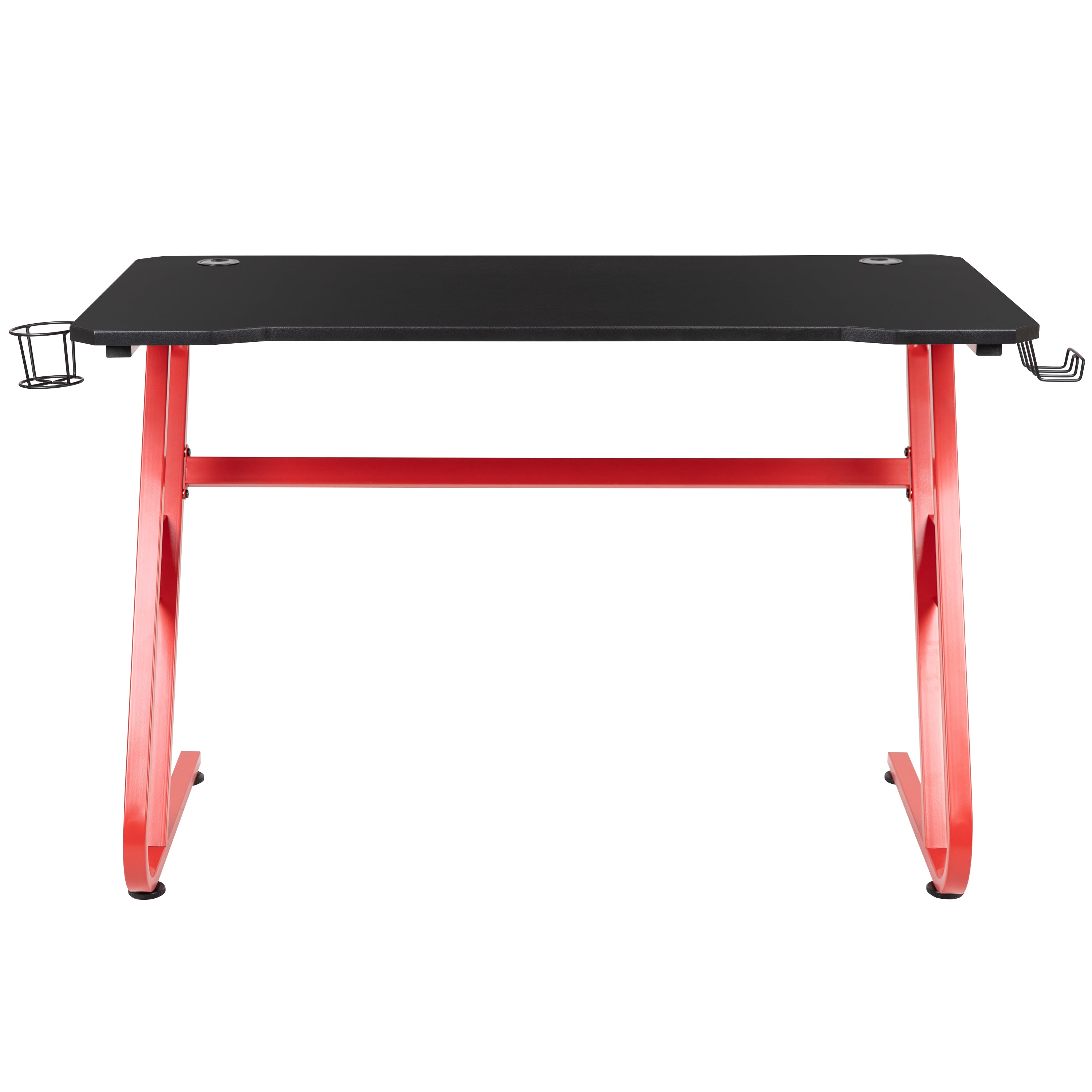 Gaming Ergonomic Desk with Cup Holder and Headphone Hook