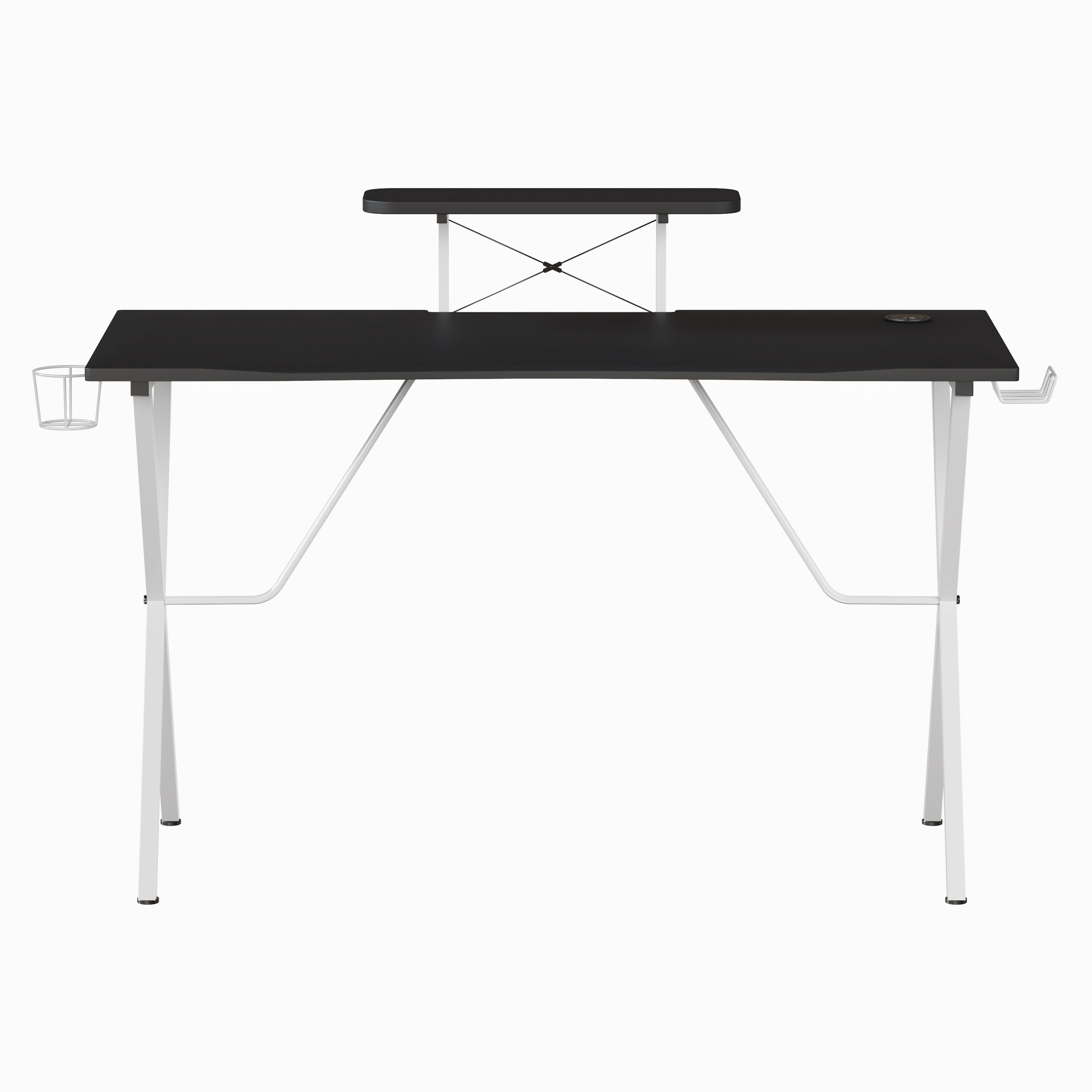 Gaming Desk with Cup Holder, Headphone Hook, and Monitor/Smartphone Stand