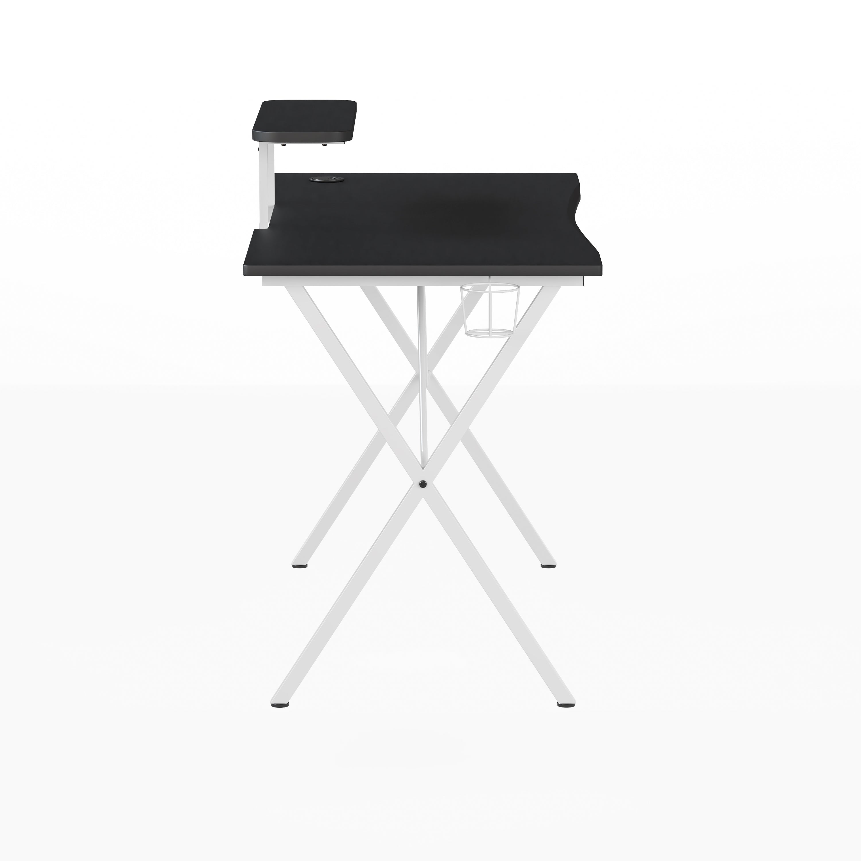 Gaming Desk with Cup Holder, Headphone Hook, and Monitor/Smartphone Stand