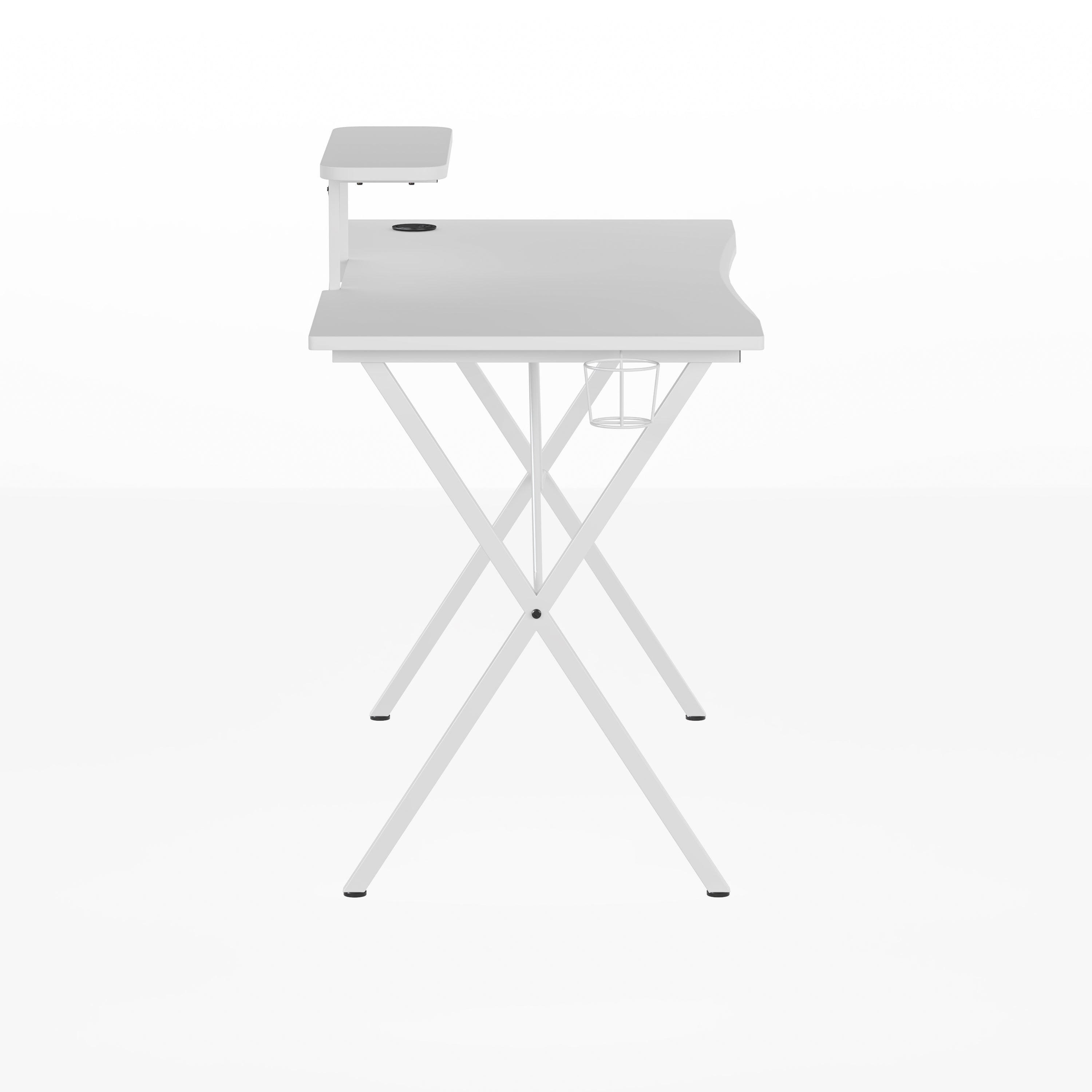 Gaming Desk with Cup Holder, Headphone Hook, and Monitor/Smartphone Stand