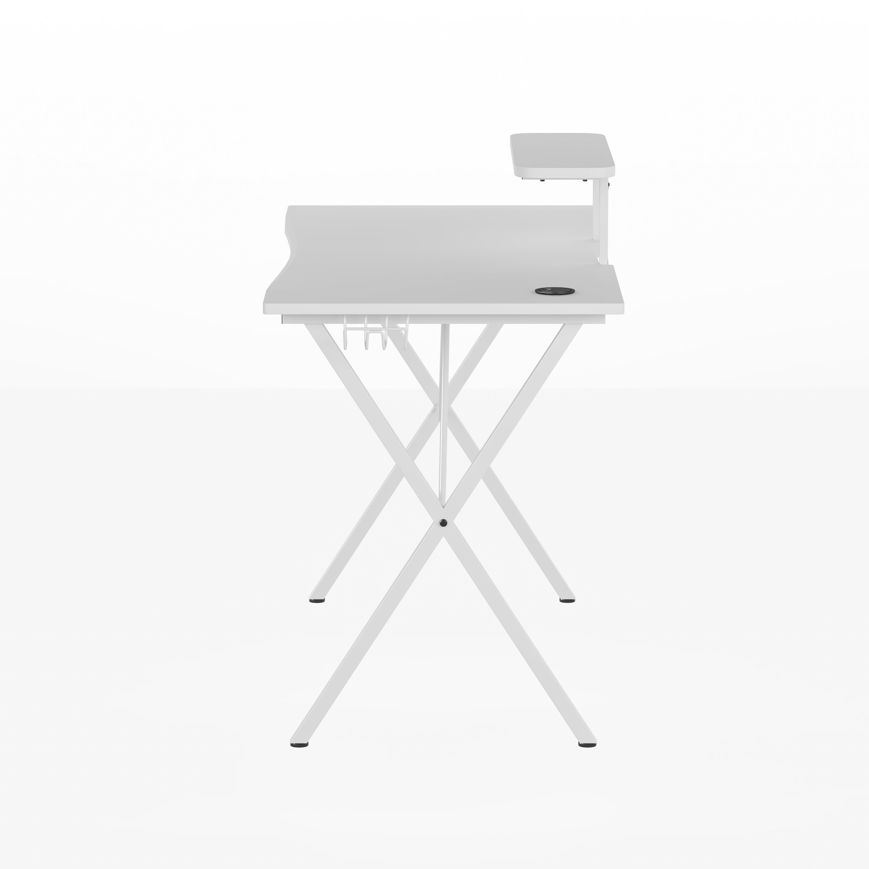 Gaming Desk with Cup Holder, Headphone Hook, and Monitor/Smartphone Stand