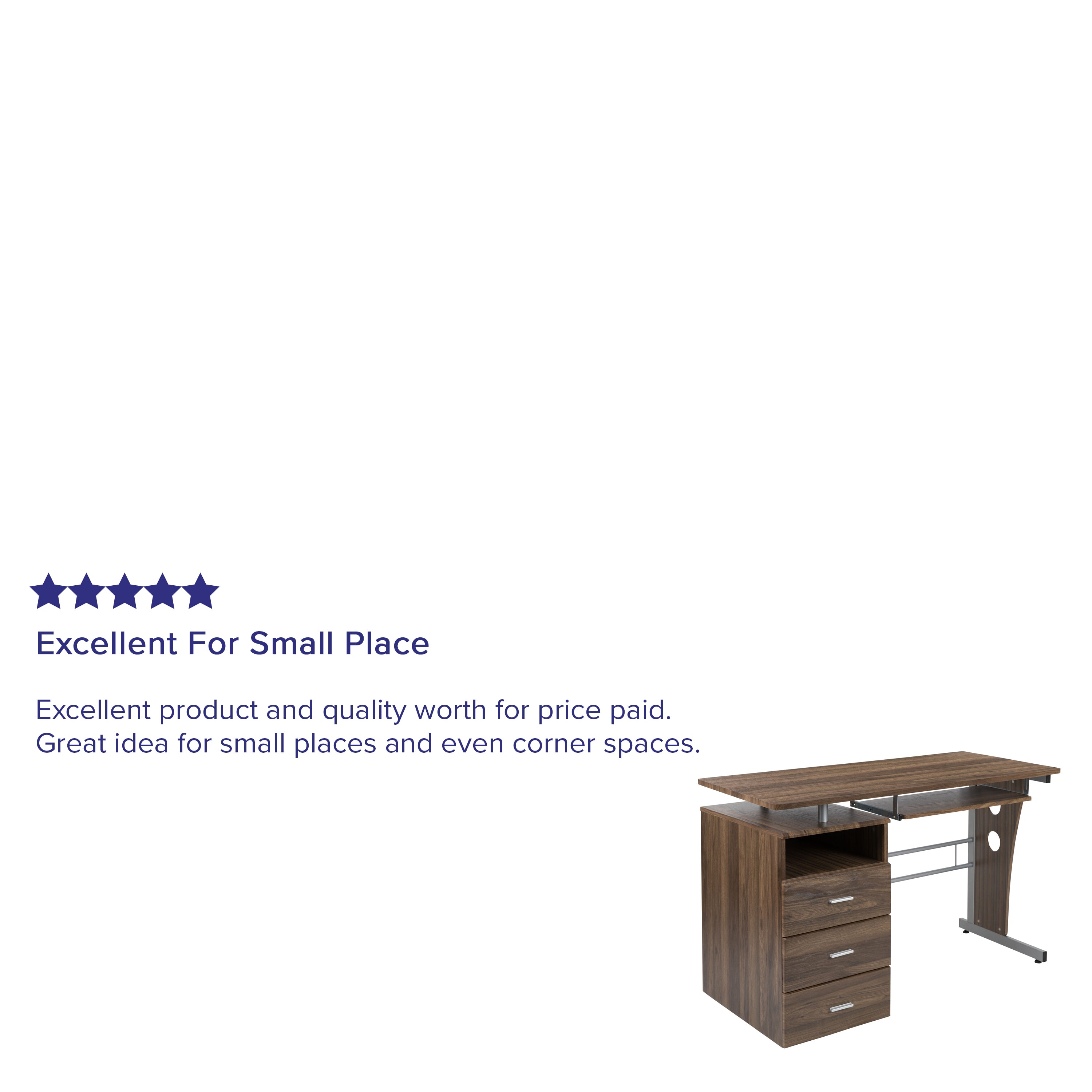 Computer Desk with Three Drawer Single Pedestal and Pull-Out Keyboard Tray